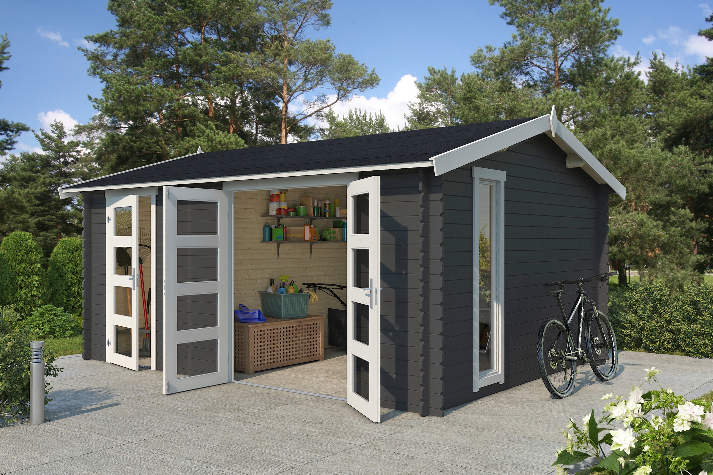 LASITA MAJA Gartenhaus "Carroz 2" Blockbohlenhaus 28mm 2-Raum, Fundamentmaß günstig online kaufen