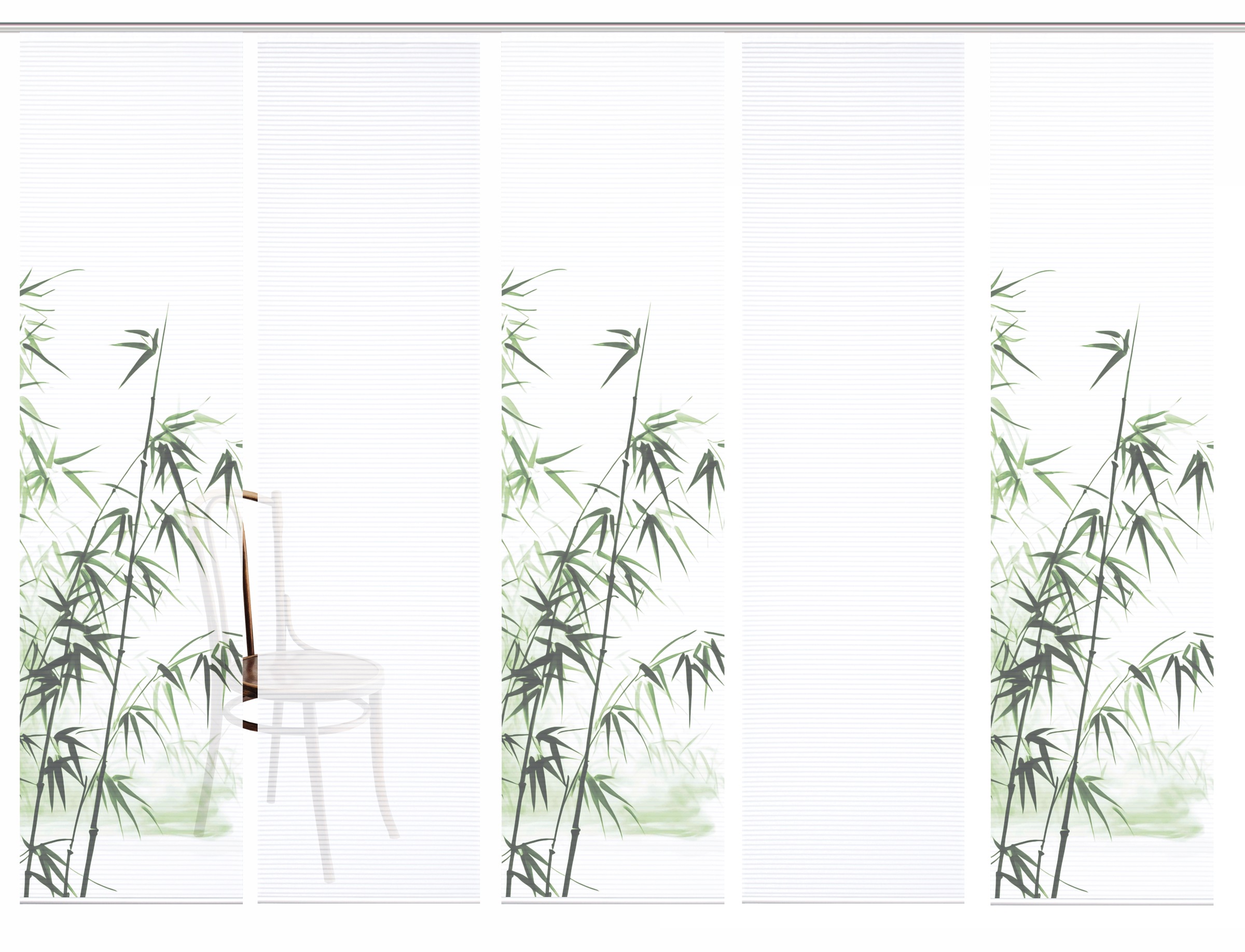 HOME in green Schiebegardine »RUFUS« Paneelwagen 5 Stk. tlg. Bambusoptik, SET, recycelt, Digitaldruck