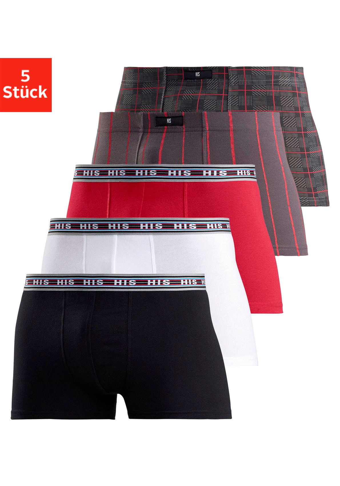 H.I.S Boxer "Boxershorts für Herren" Packung, 5 Stk. aus Baumwoll-Stretch günstig online kaufen