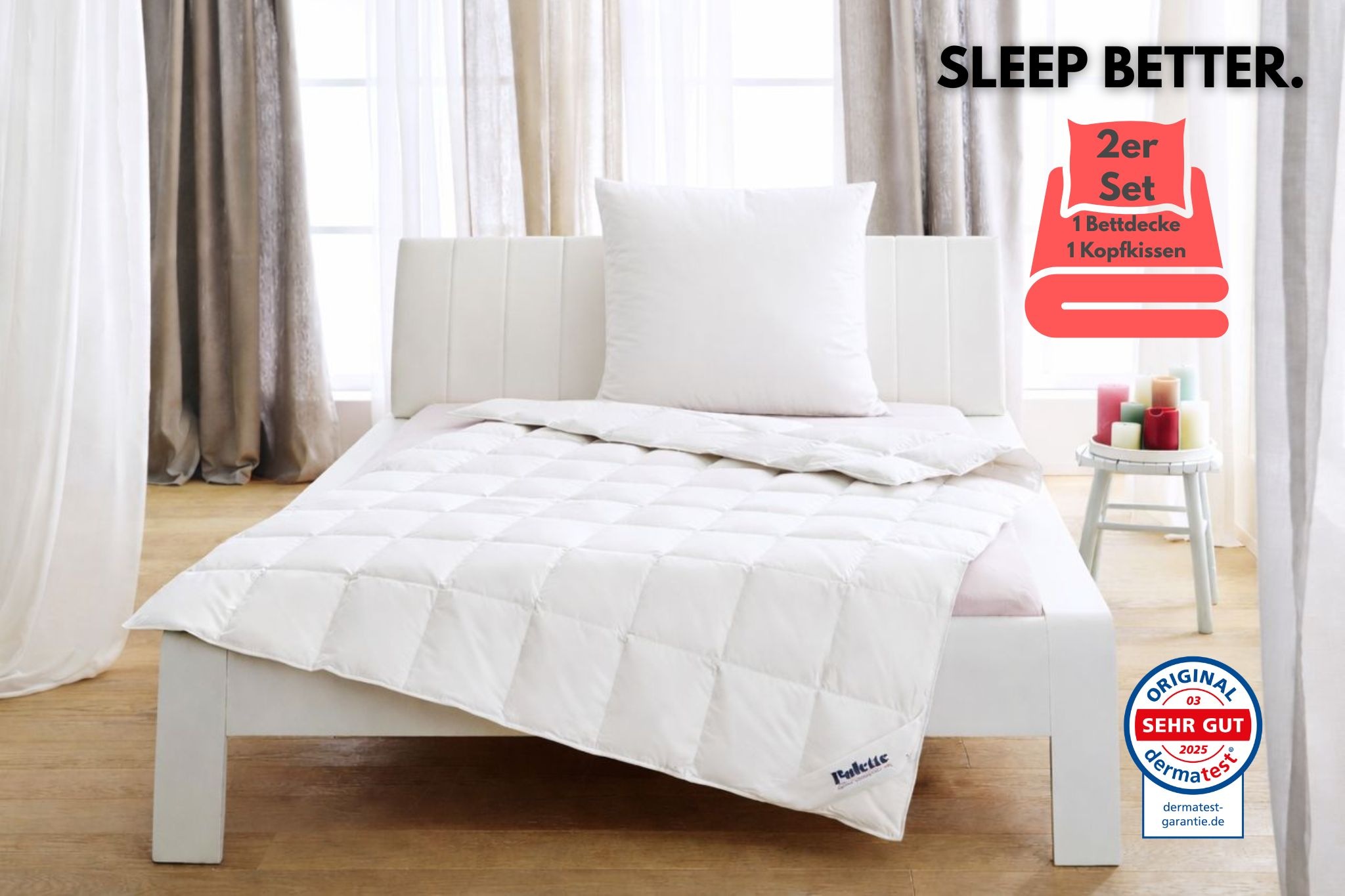 Balette Daunenbettdecke + Kopfkissen »Lilly« In 4 Wärmeklassen, in Größe 135x200 & 155x220 cm erhältlich.