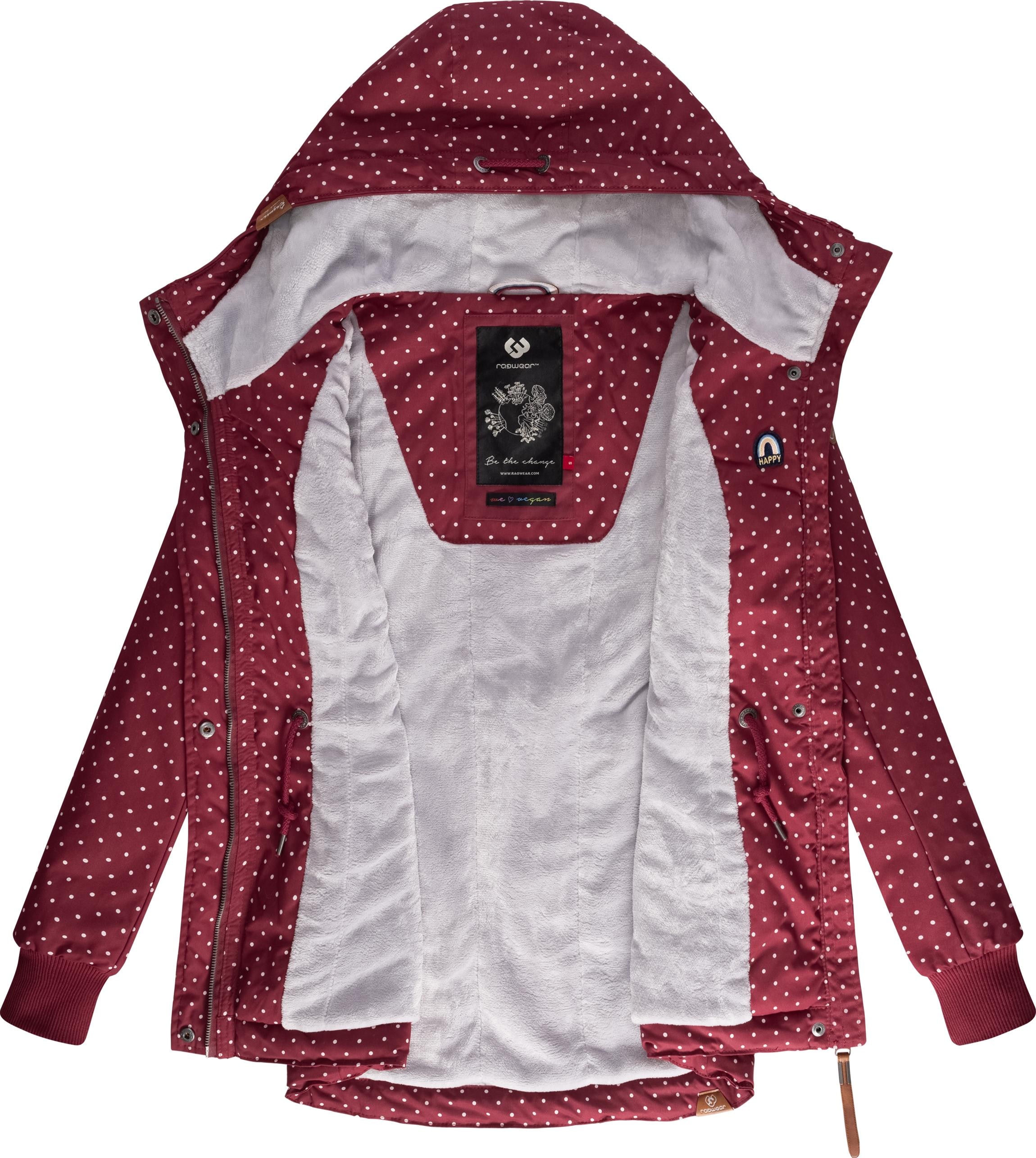 Ragwear stylische BAUR Dots »Danka mit Kapuze | Intl.«, Kapuze, Winter mit bestellen für Outdoorjacke Winterjacke