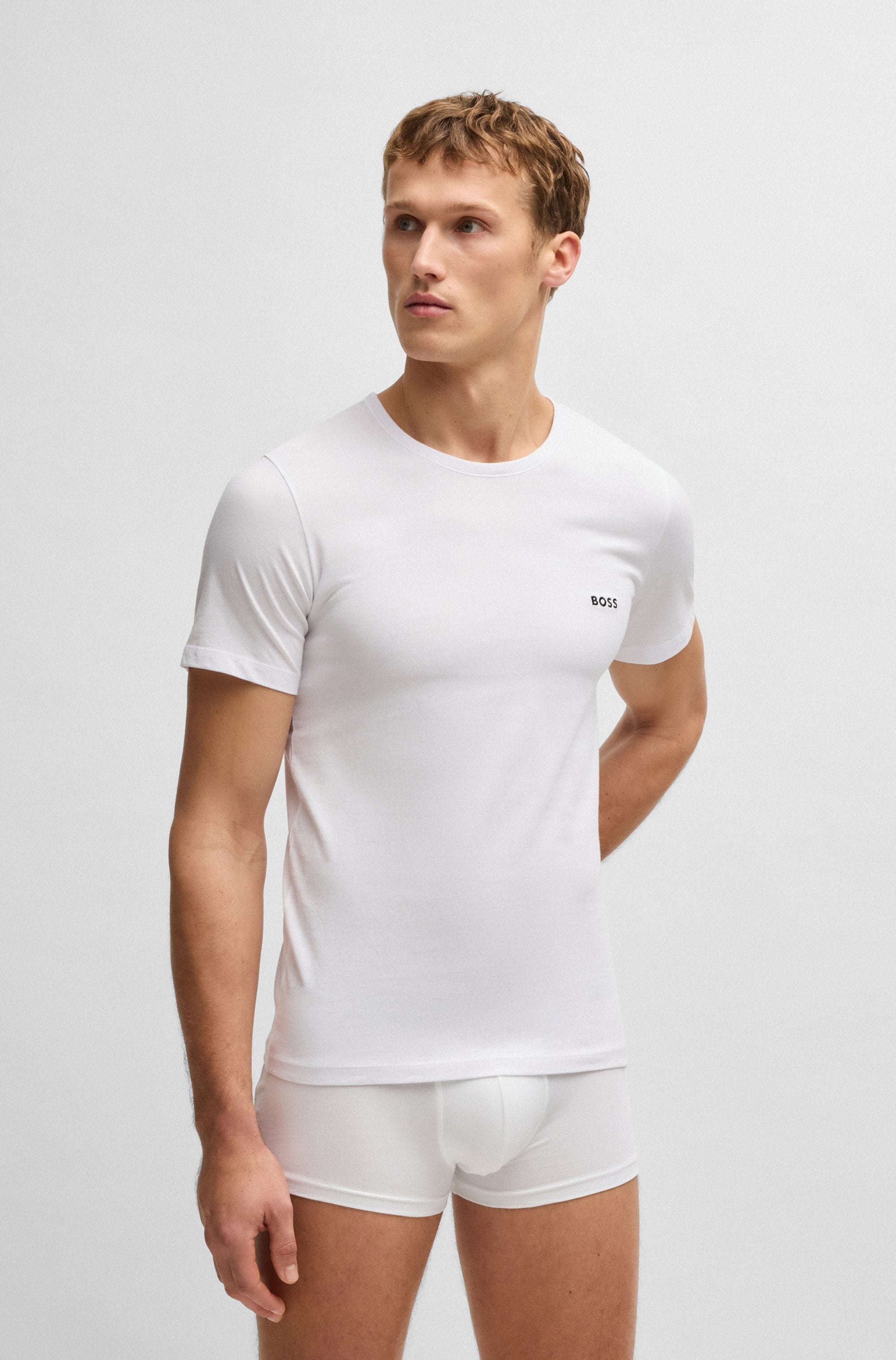 BOSS T-Shirt »TShirtRN 3P Classic«, (3 tlg.), mit Logostickerei