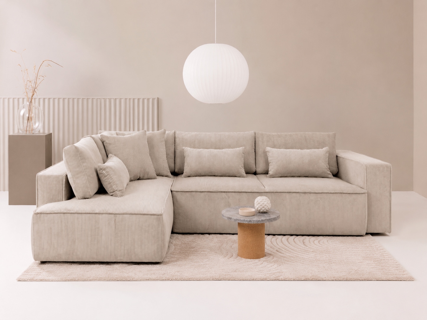 OTTO home Ecksofa "Tillian, Schlafsofa" Breite 294 cm, Breitkord, Sitzfläche mit Taschenfederkern