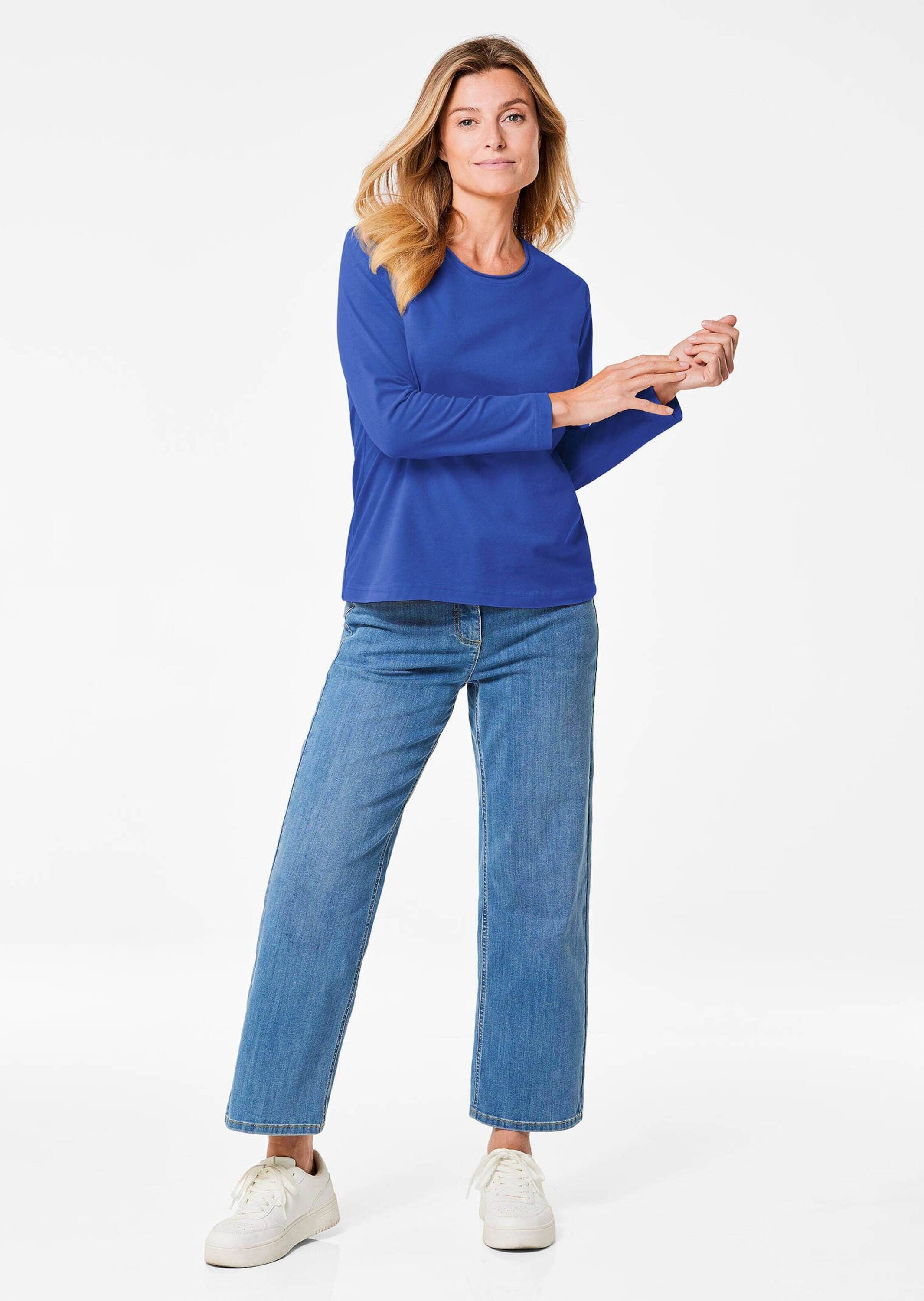 GOLDNER Longpullover »T-Shirt mit Rundhals« Ohne