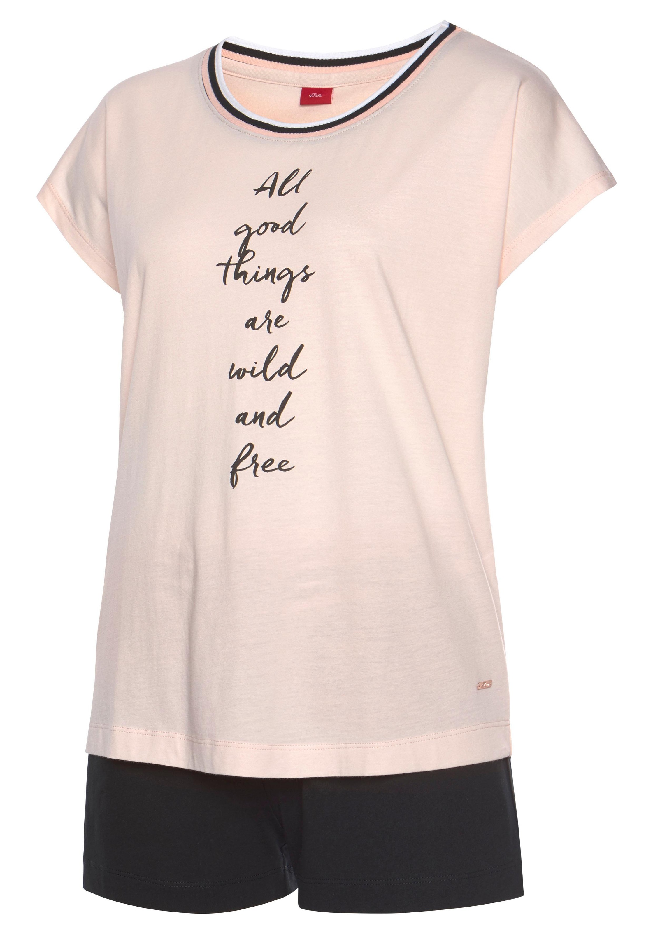 Thumbnail - s.Oliver Shorty 2-teilig, 2 tlg. mit gestreiften Bündchen und Schriftprint