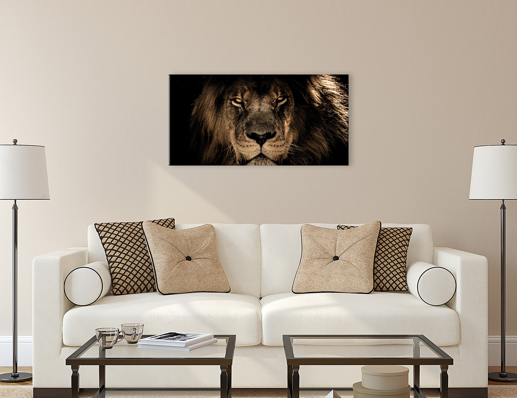 Bönninghoff Leinwandbild »Wandbild LÖWE 50x100 cm – Leinwandbild Keilrahmen Deko modern« Löwe 1 Stk. tlg. auf Keilrahmen gespannt