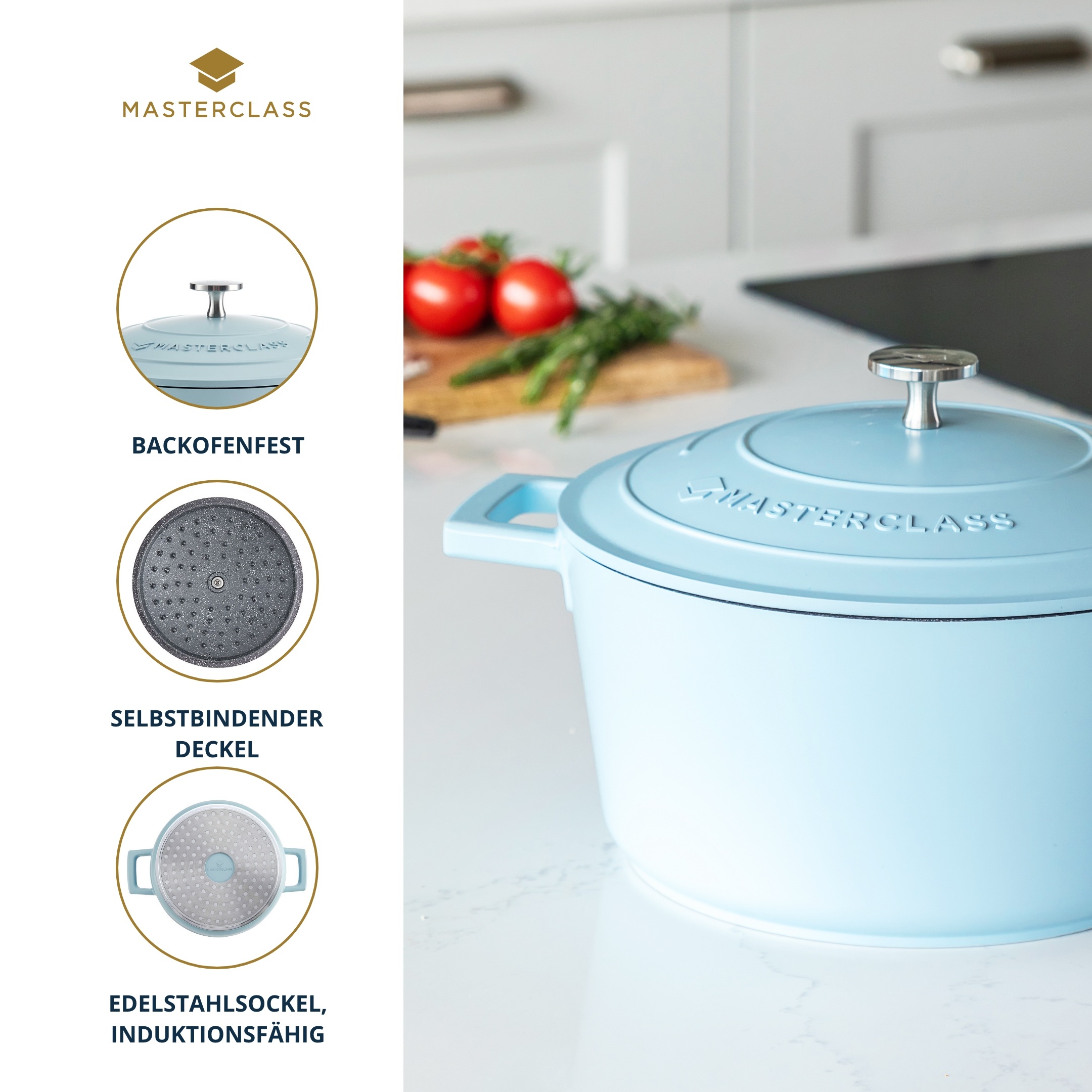 Master Class Kasserolle »MasterClass«, Aluminiumguss, 4 Liter, rund, ultraleicht, kratzfeste Antihaftbeschichtung, Induktion