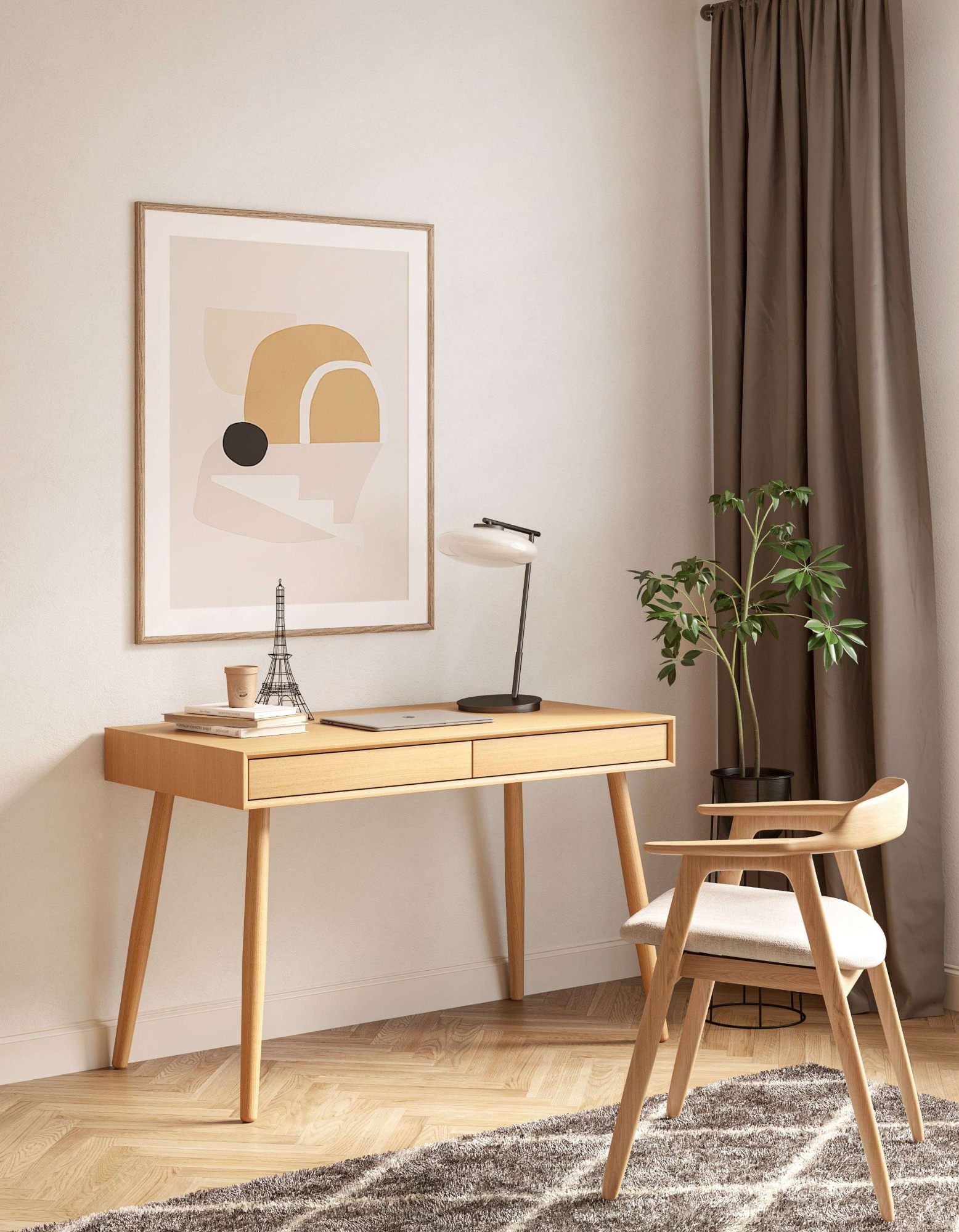 Woodman Schreibtisch "Carson, Computertisch, Home Office" 120/60/78, Breite 120 cm, Schubladen mit Push-to Open, FSC