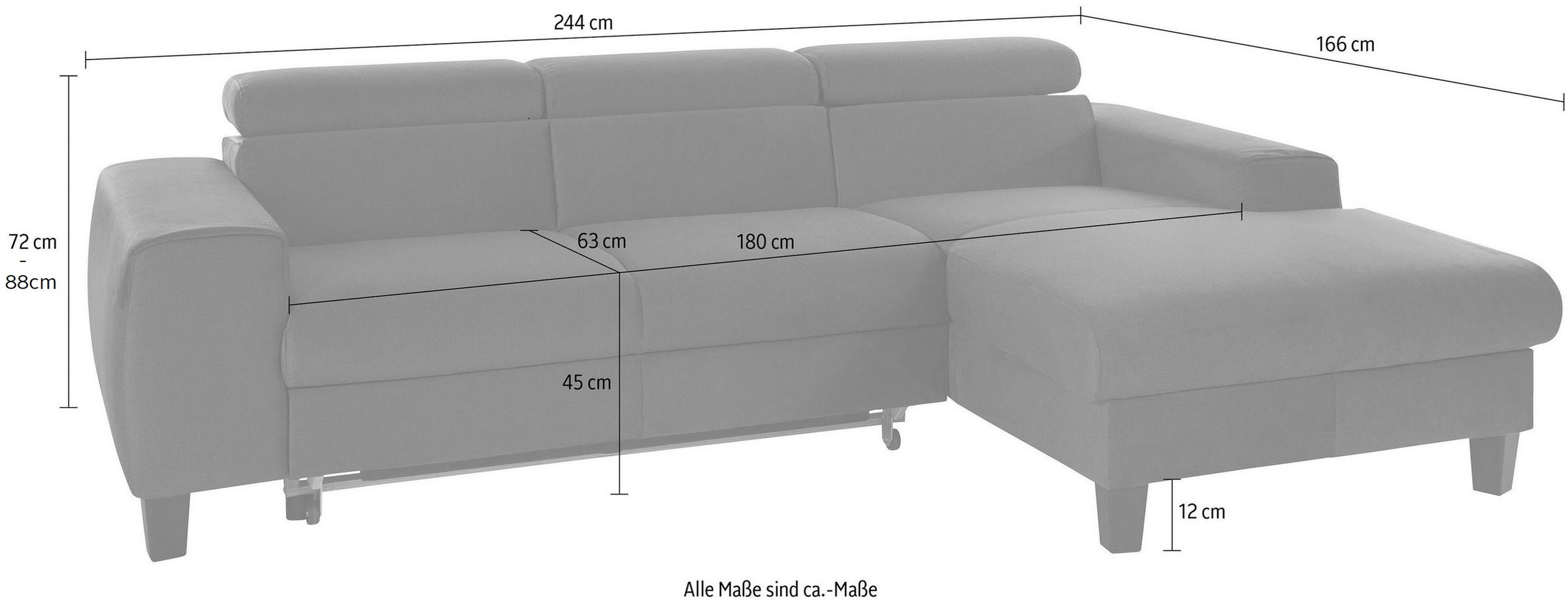 COTTA Ecksofa »Morven L-Form mit Kopfteilverstellung«, wahlweise mit Bettfunktion, Bettkasten & Wireless-Charger