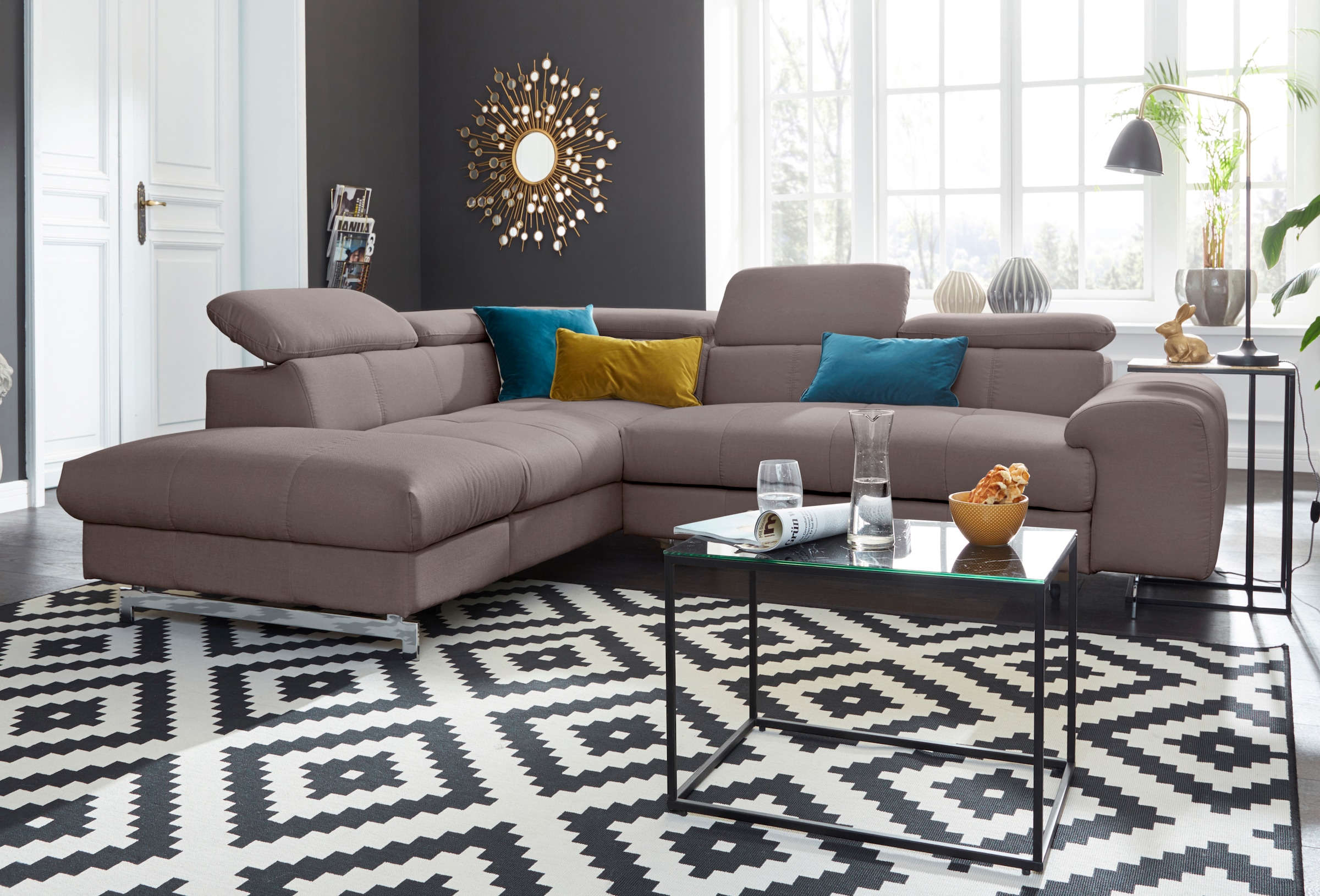 COTTA Ecksofa »Chef L-Form«, mit Kopfteilverstellung, wahlweise mit Bettfunktion