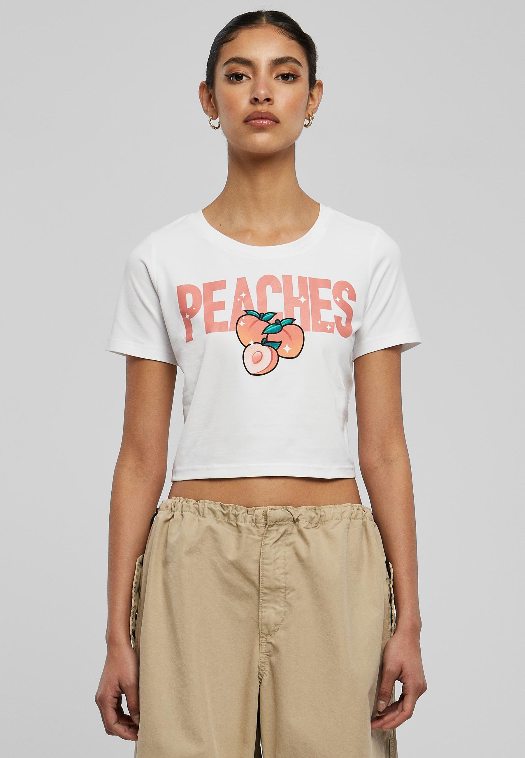 Miss Tee Kurzarmshirt »Miss Tee Damen Peaches Cropped Tee«, (1 tlg.)