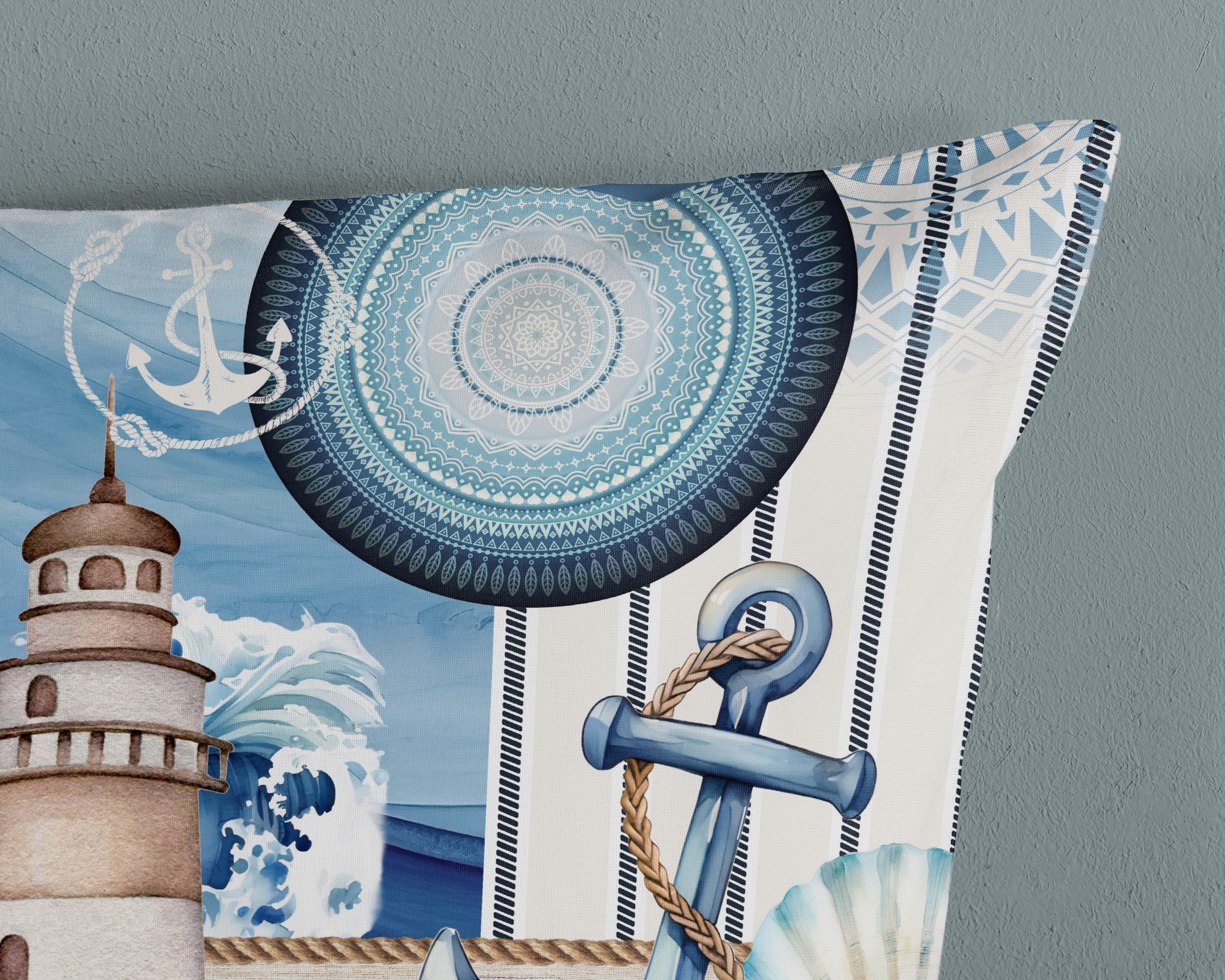 hip Wendebettwäsche »Aldiana«, Mako-Satin, Reißverschluss, Wendeoptik, Mandala, Maritim, Blau