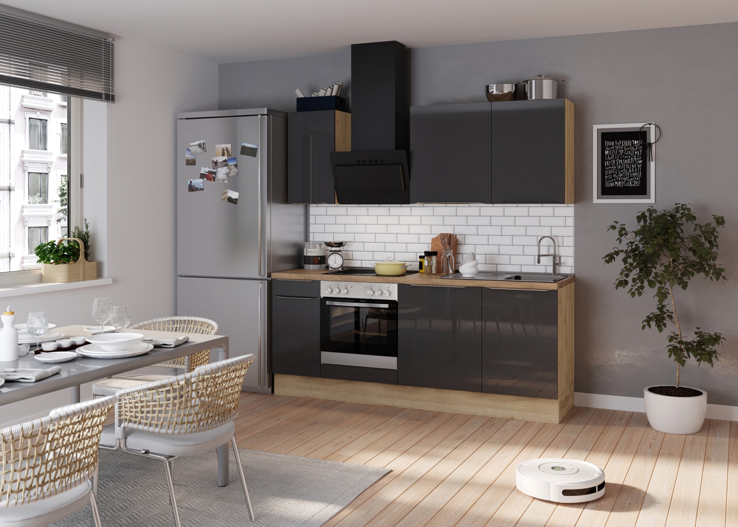 KOCHSTATION Küchenzeile "KS-Aken" Breite 210 cm, wahlweise mit E-Geräten, m günstig online kaufen