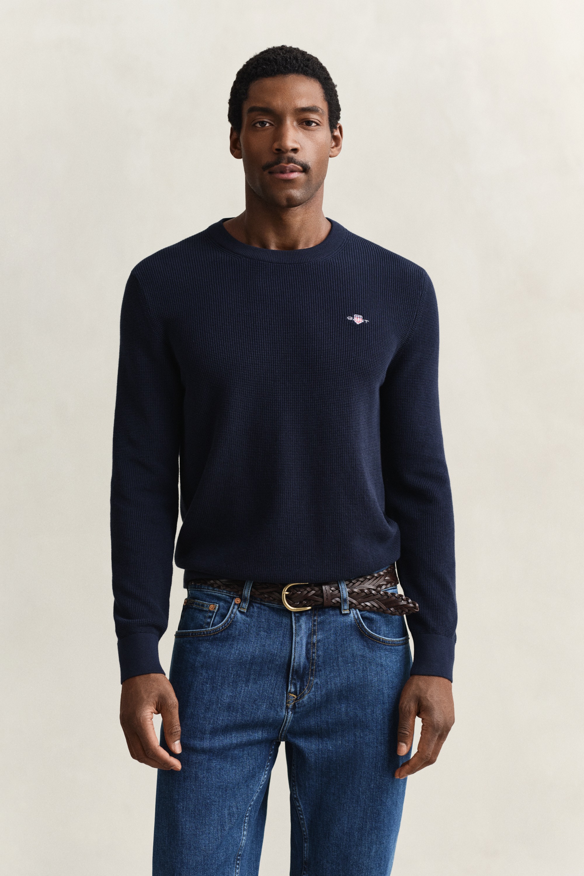 Gant Strickpullover "MICRO TEXTURED COTTON C-NECK" Regular fit mit Rundhals günstig online kaufen