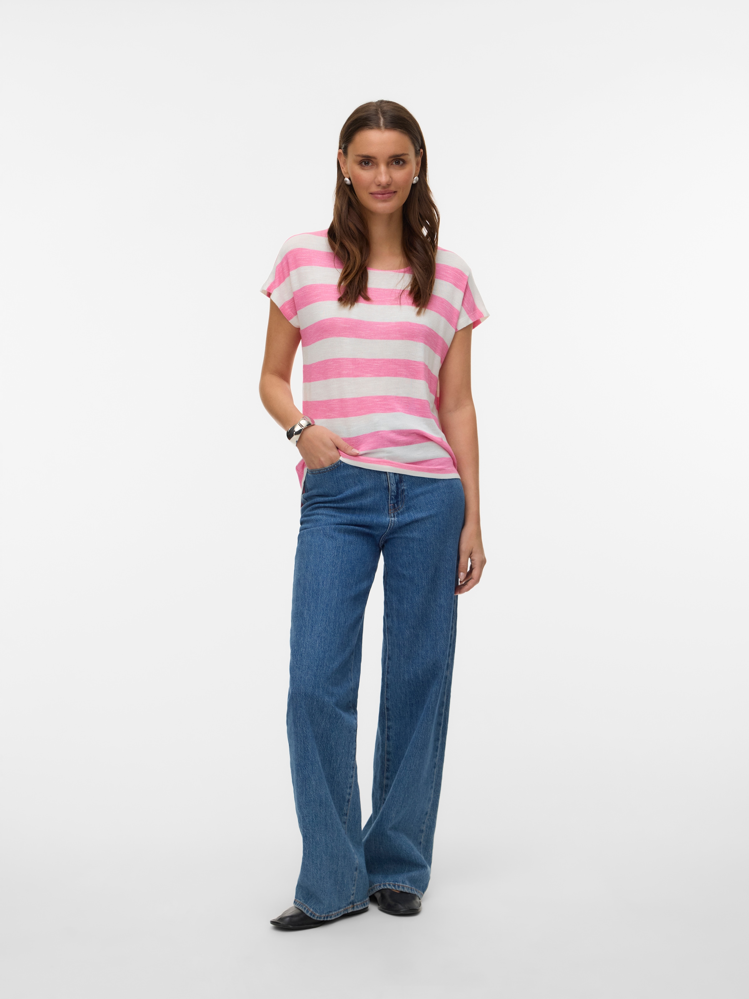 Vero Moda Kurzarmshirt »VMWIDE STRIPE SL TOP GA JRS NOOS« Viskosemischung