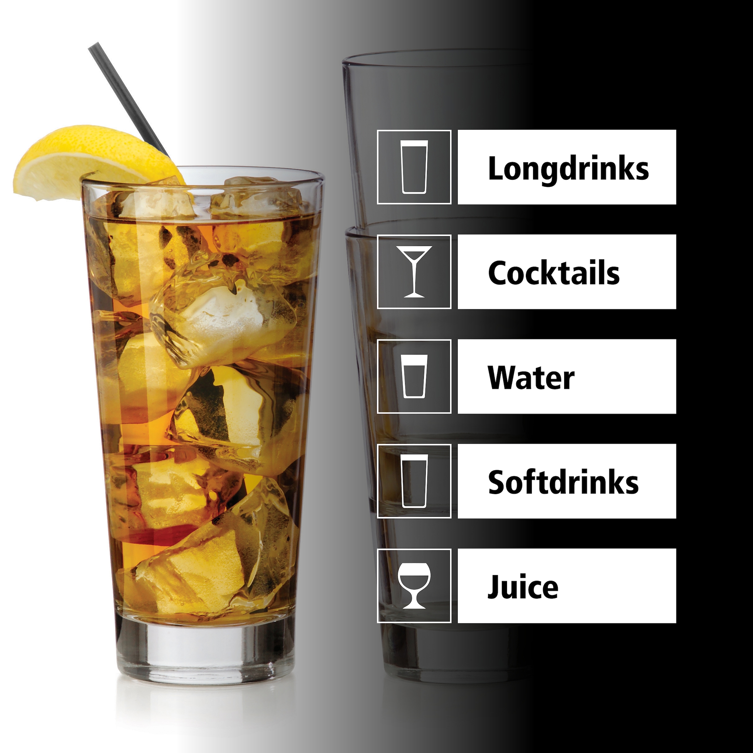 LIBBEY Gläser-Set »Beverage Glas -ENDEAVOR-, 355 ml, Ø 7,5 cm, H: 16 cm, 12er Set«, (Set, 12 tlg.), hochwertig verarbeitet, im modernen Design
