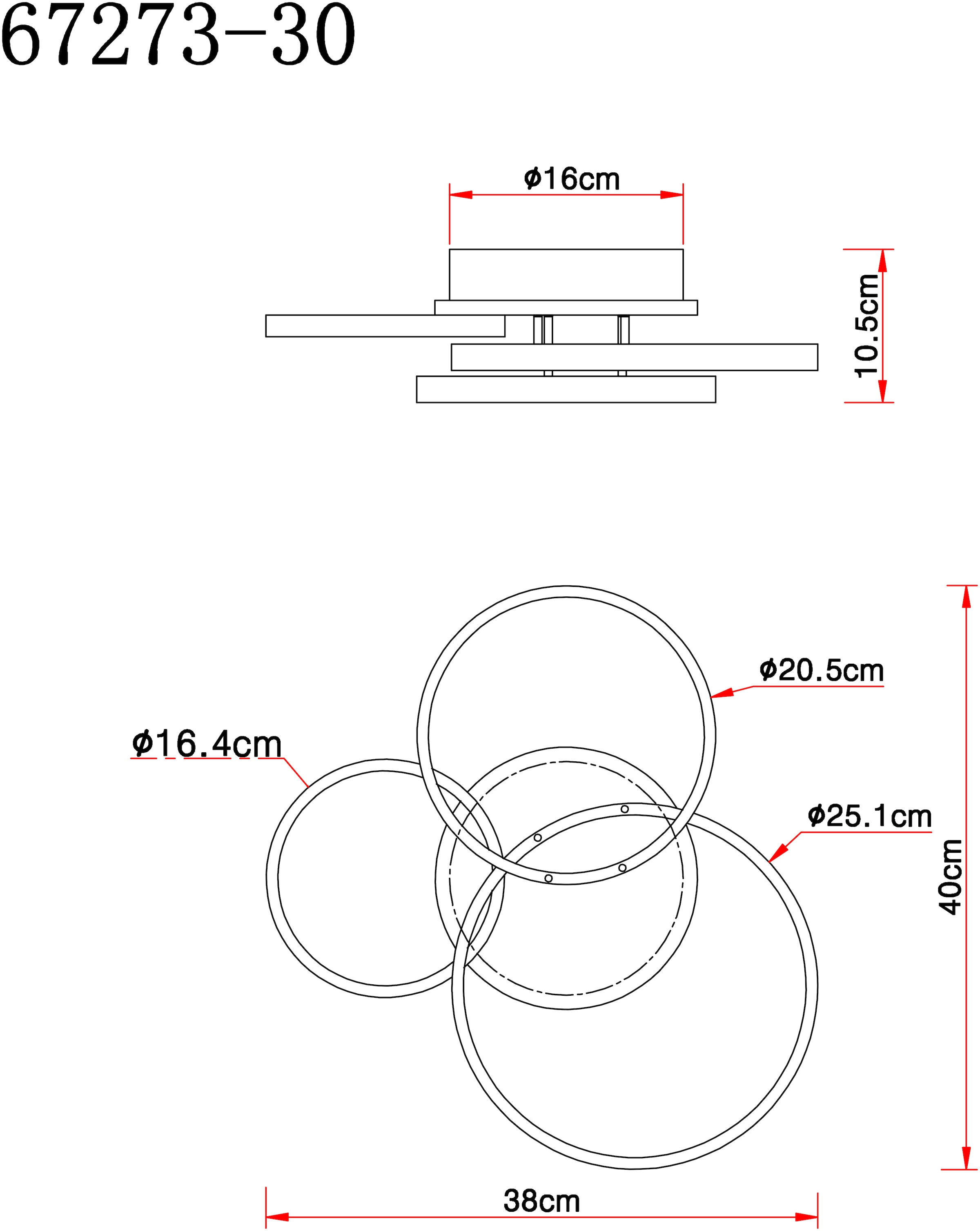 GLOBO LIGHTING Deckenleuchte »SID« LED-Modul 1 Stk. Warmweiß Deckenleuchte Schwarz/Holzoptik, Opalglas, LED 30W, 3000K