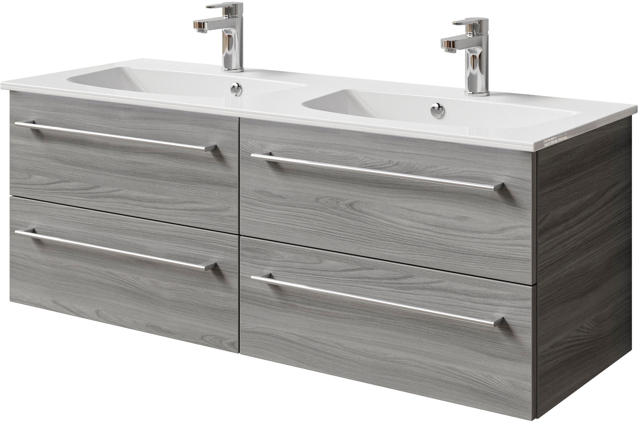 Saphir Waschtisch "Serie 6025 Mineralmarmor-Waschtisch mit Unterschrank, 132 cm breit", Doppel-Waschplatz mit 4 Schublad