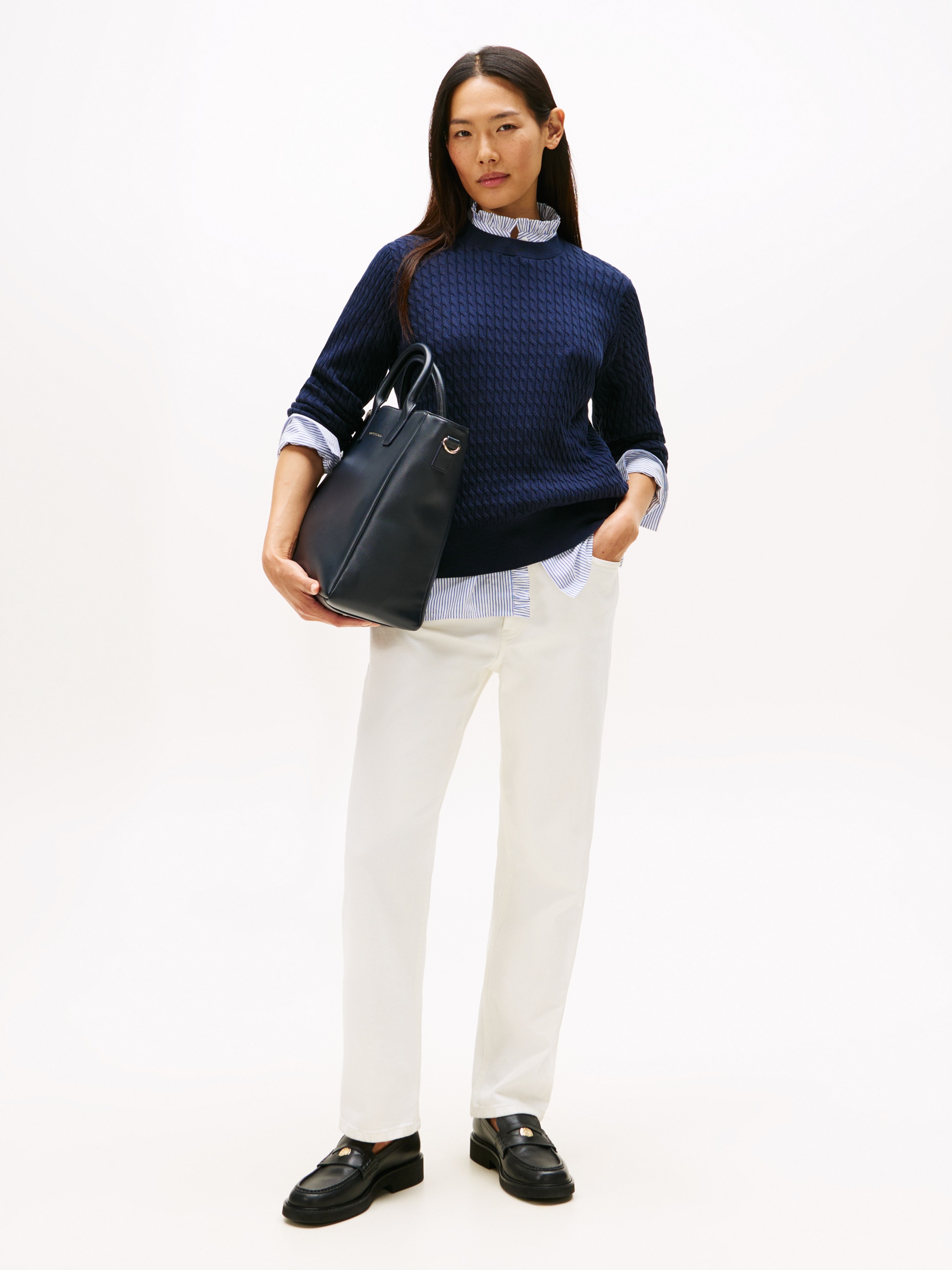 Tommy Hilfiger Rundhalspullover "CO CABLE C-NK LS SWEATER", mit Zopfmuster günstig online kaufen