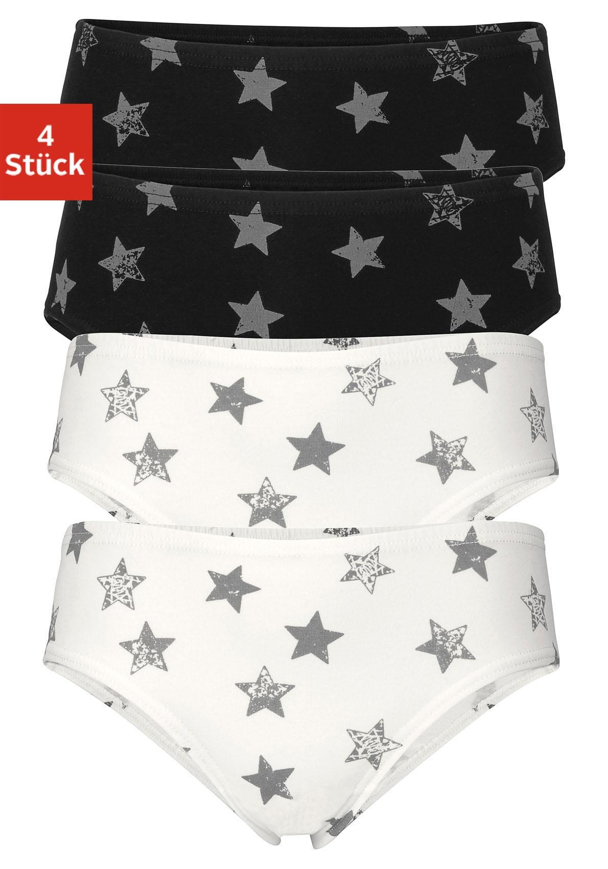 VIVANCE Mädchen Slip, Gr. 146, schwarz, Jersey, Obermaterial: 95% Baumwolle, 5% Elasthan, gemustert, Unterhosen, mit Sternendruck