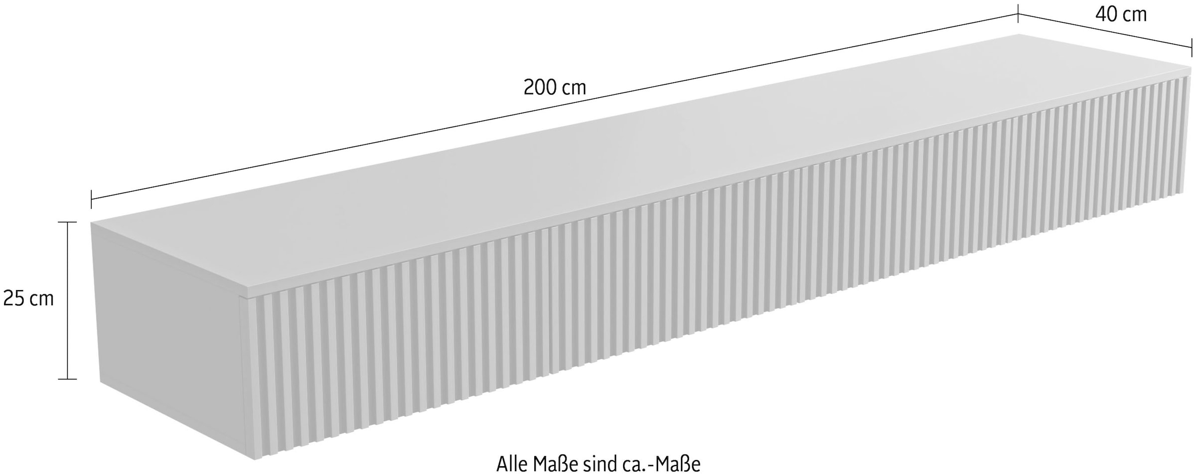 HBZ Lowboard »Lowboard Lanai, hängend, mit moderner Rillenoptik« 1 Stk. tlg. Breite 200cm, Melaminbeschichtung, Push-to-Open