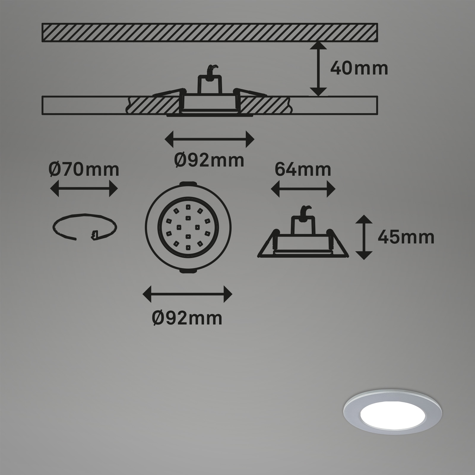 Briloner Leuchten LED Einbauleuchte »3er Set LED Einbauleuchten RGB-CCT, chrom-matt«, 3er Set LED Einbauleuchten Decke, RGB CCT, Einbaustrahler Bad