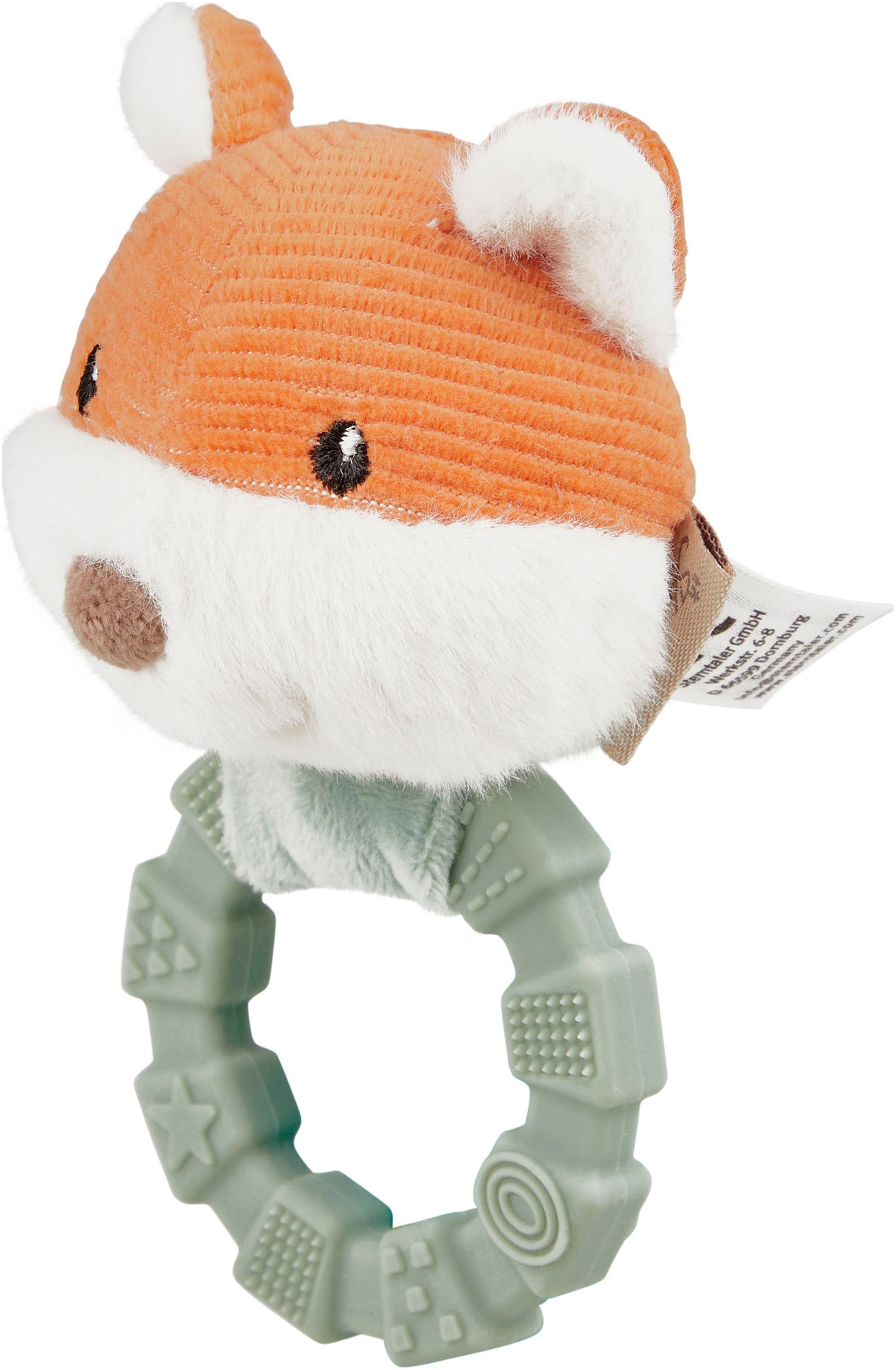 "Greifling STERNTALER ""Fuchs Filou mit Silikonring"", braun (steingrün), Greifspielzeug, KinderB:7,5cm L:13cm, Baumwolle, Polyester, mit Rassel