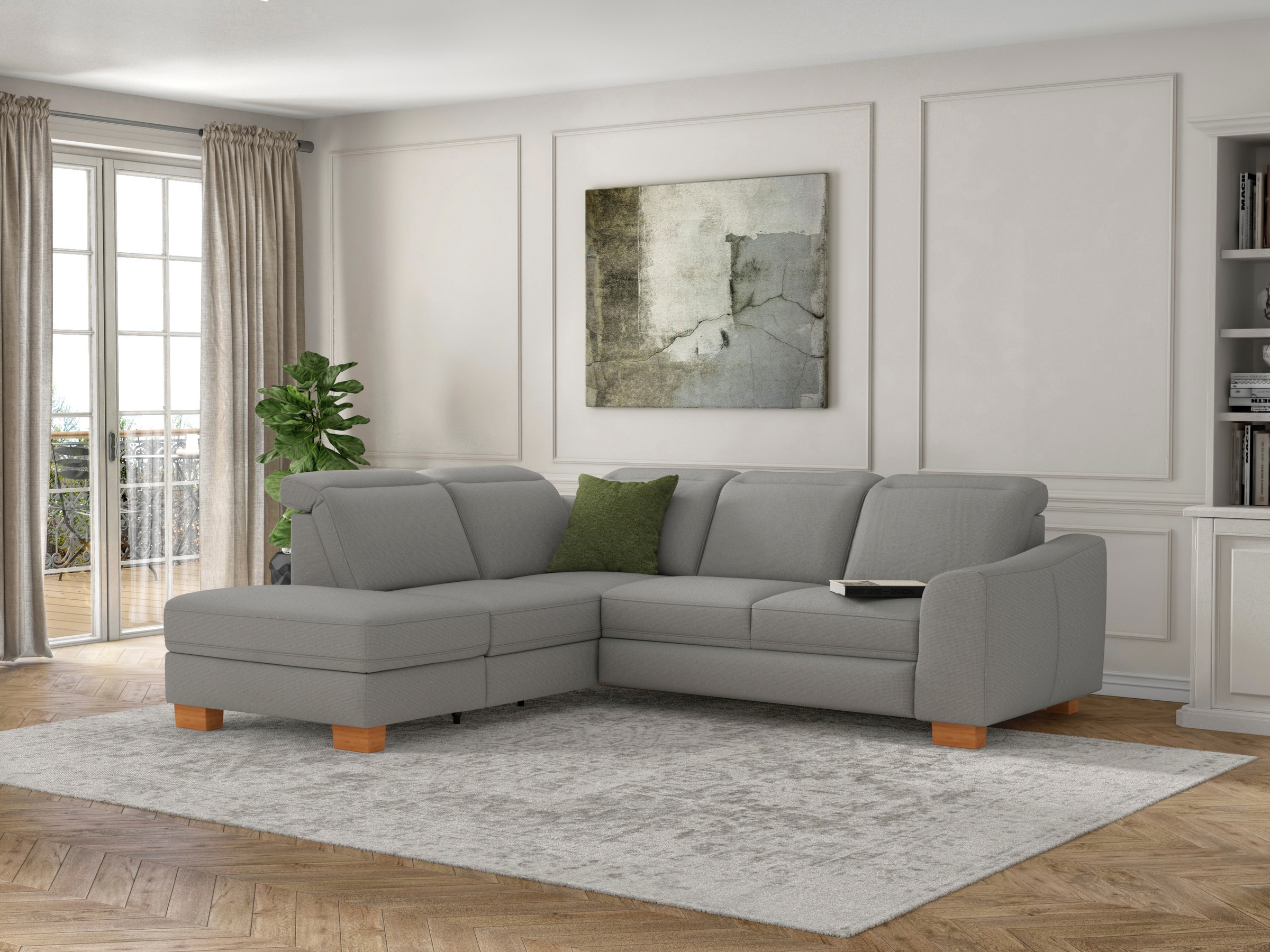 Thumbnail - sit&more Ecksofa "Dundee L-Form", mit Federkern und Massivholzfüßen, wahlweise mit Kopfteilverstellung