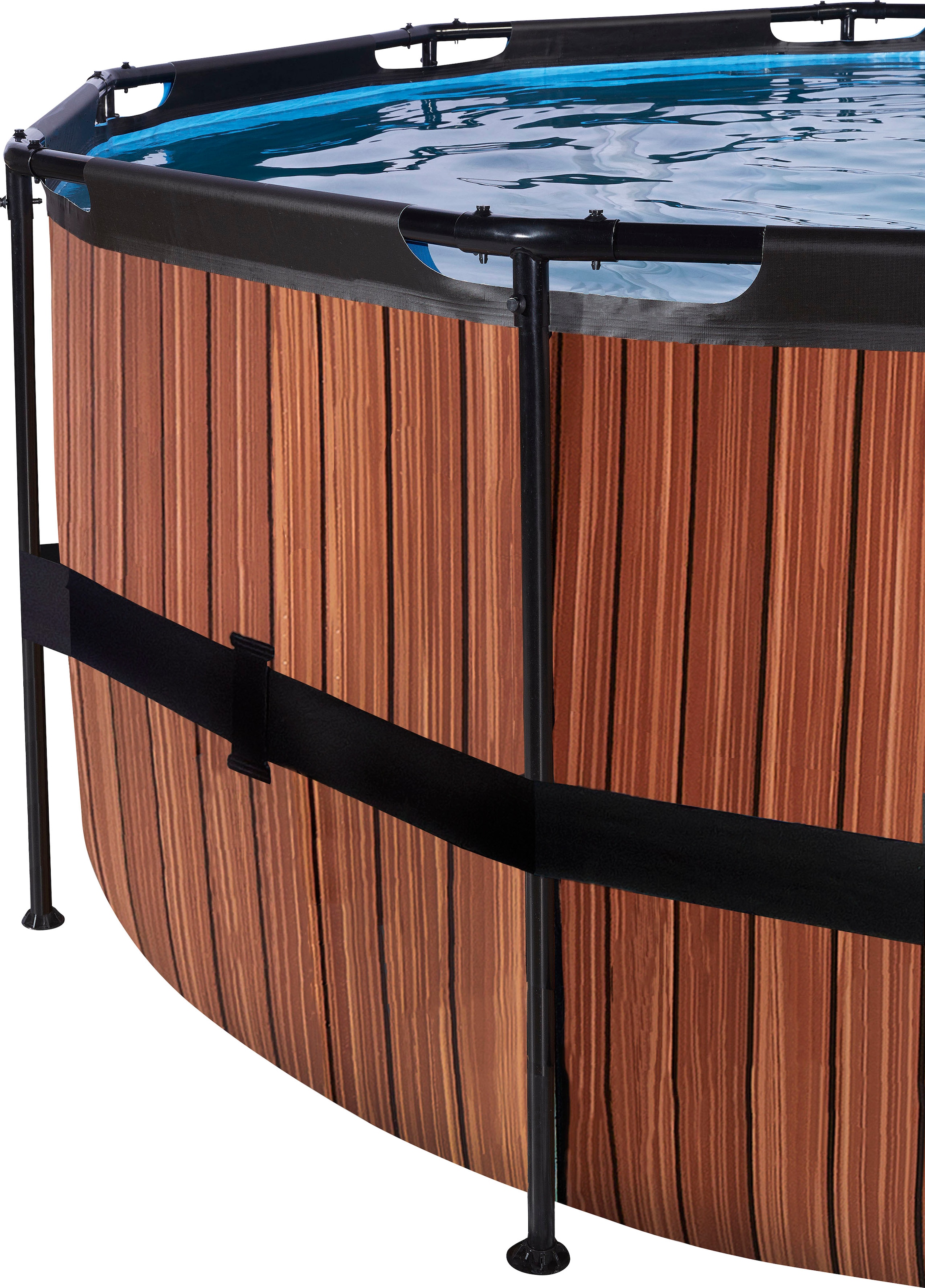 EXIT Framepool »inkl. multifunktionaler Poolabdeckung & Wärmepumpe«, (Set, 5 tlg.), ØxH: 450x122 cm, mit Sandfilteranlage und Sicherheitsleiter