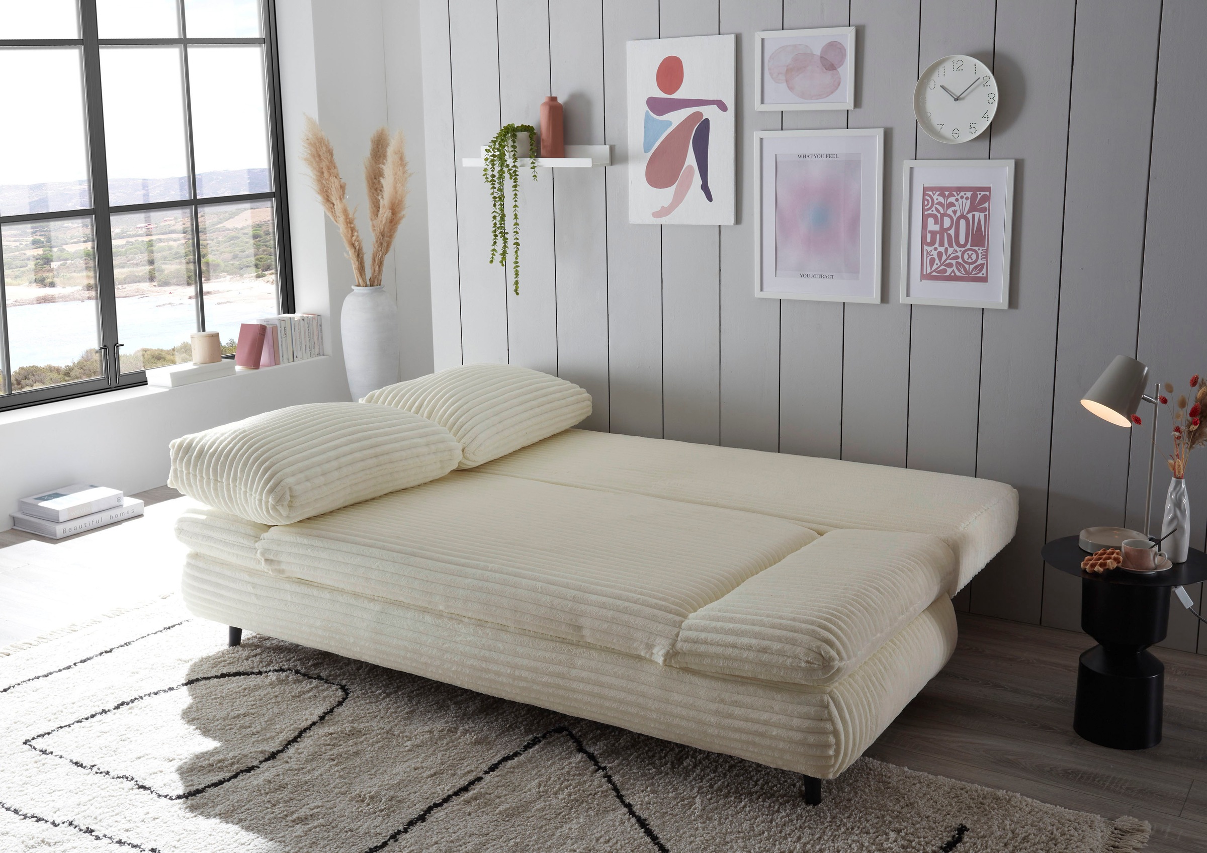 ED EXCITING DESIGN Schlafsofa »Sunny«, mit Bettkasten, Armteilverstellung & 2 Rückenkissen