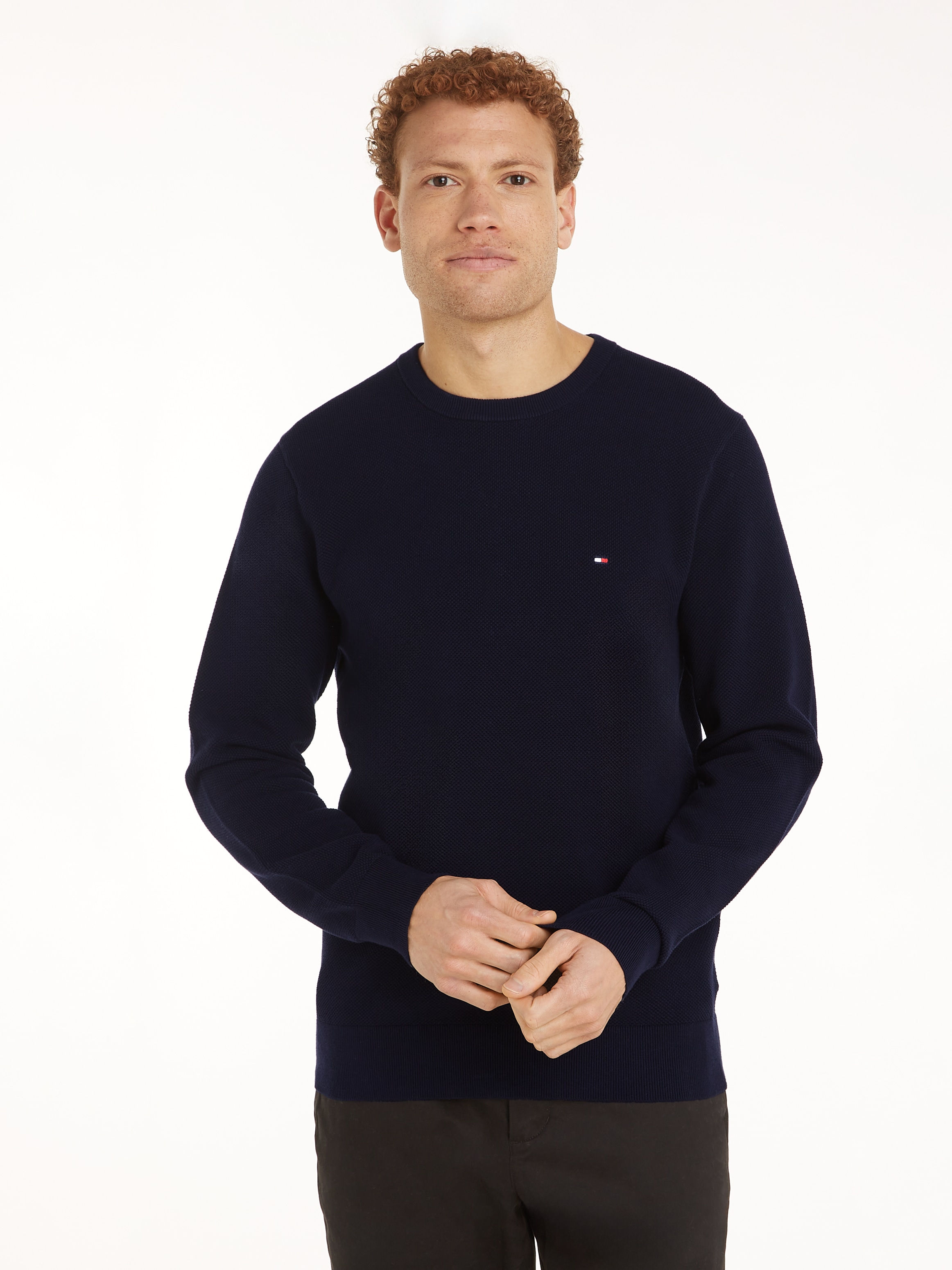 Tommy Hilfiger Rundhalspullover "ESSENTIAL STRUCTURE CREW NECK mit Struktur günstig online kaufen