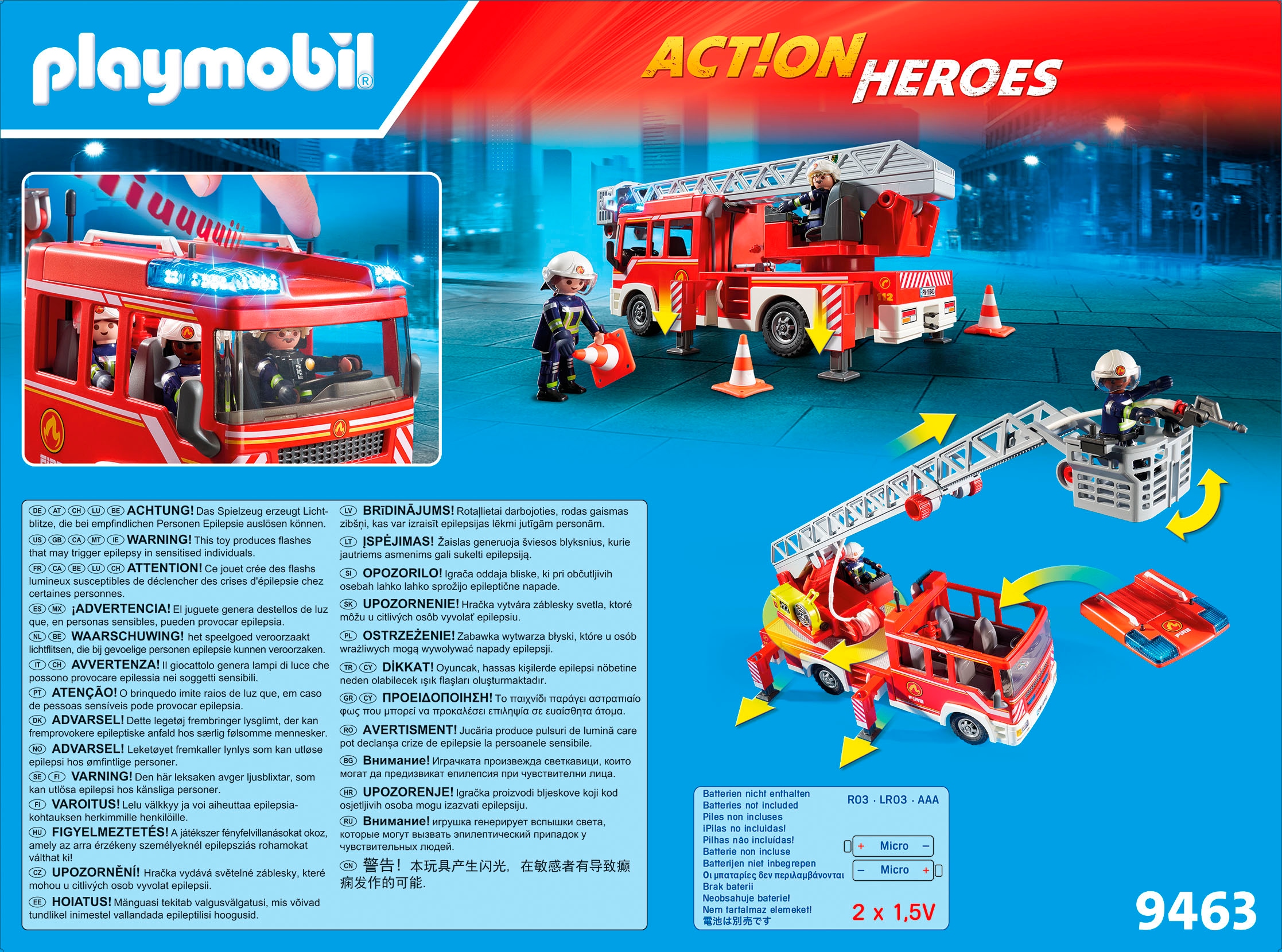 Playmobil® Konstruktions-Spielset »Feuerwehr-Leiterfahrzeug (9463), My Action Heroes« Made in Germany