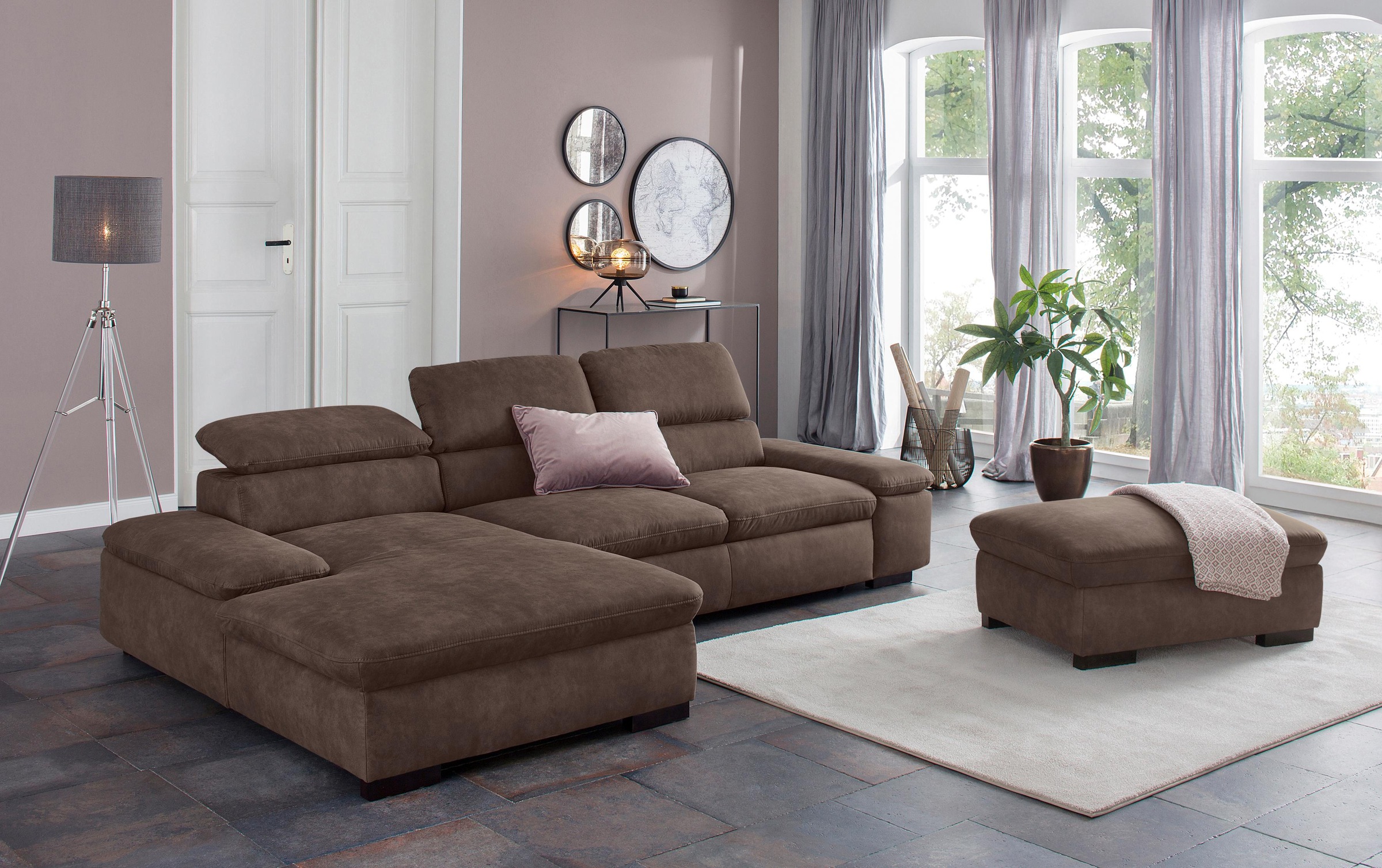 Home affaire Ecksofa »Alberto L-Form«, mit Kopfteilverstellung, wahlweise mit Bettfunktion