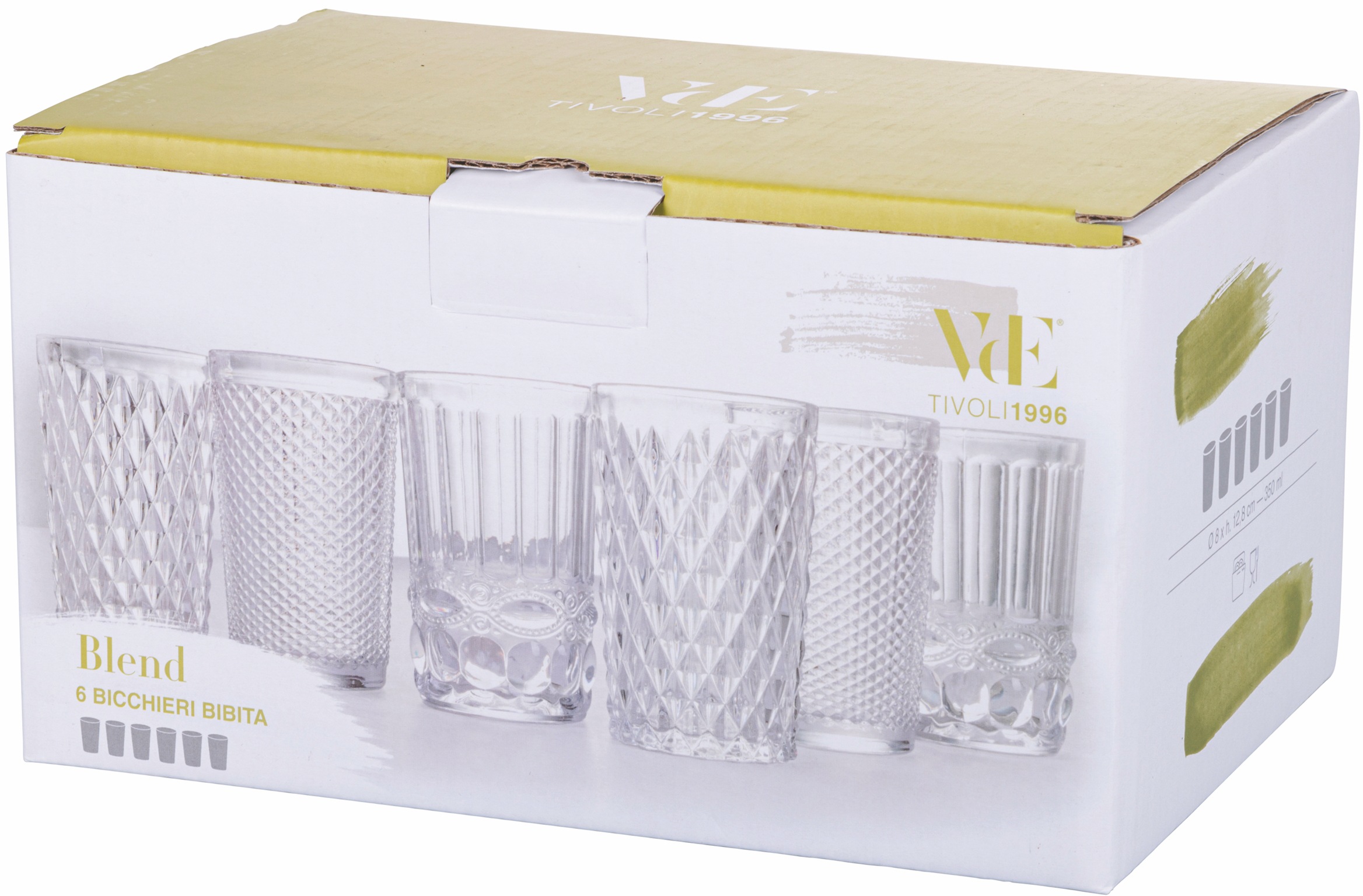 Villa d'Este Gläser-Set »Blend Transparent«, (Set, 6 tlg.), Wassergläser-Set, 6-teilig, Inhalt 350 ml