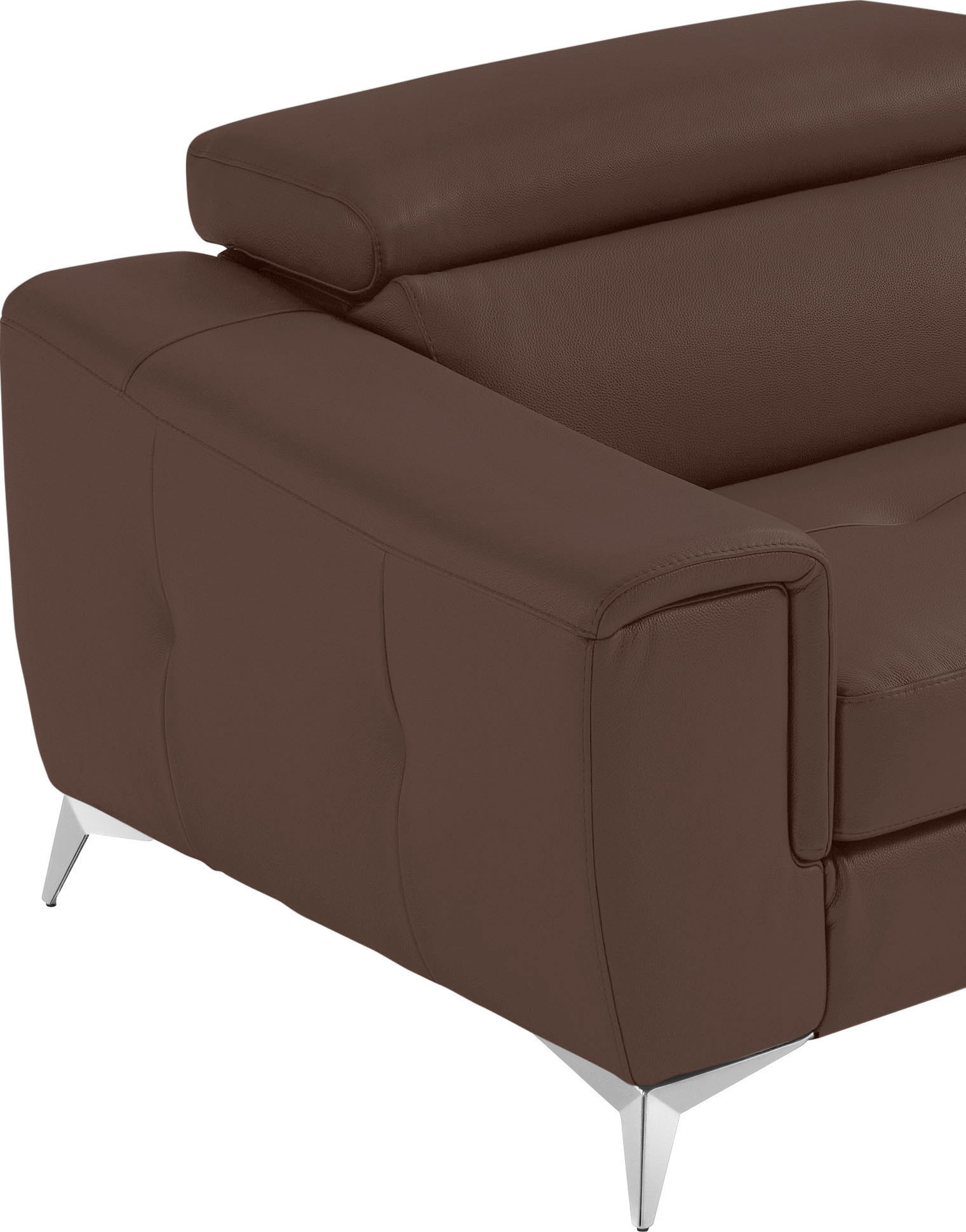 Egoitaliano 2,5-Sitzer »Francine, Designsofa, Loungesofa, Breite 213 cm, Fußfarbe chrom«, Designfuß, Leder BULL, chocolate