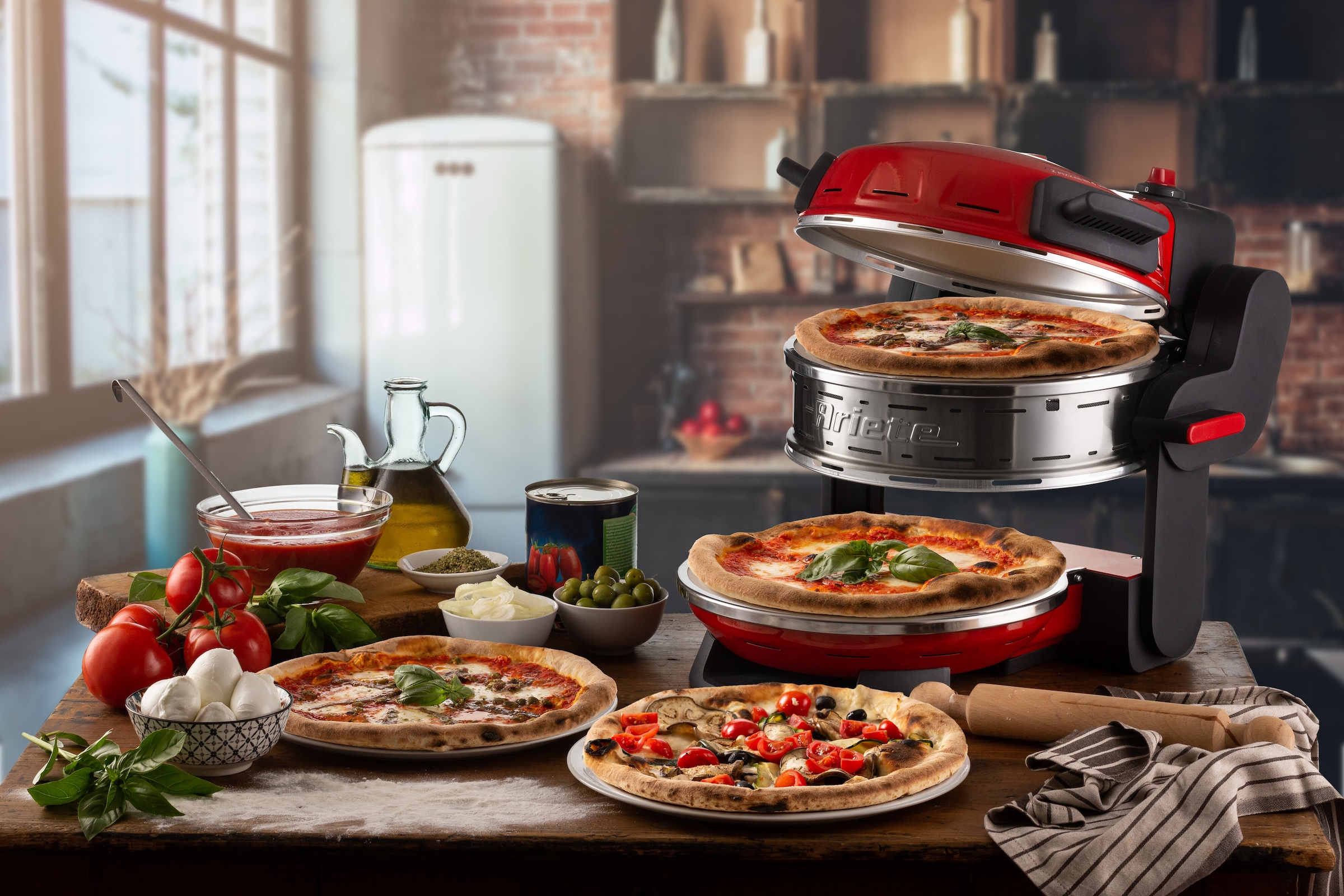 Ariete Pizzaofen »927R Doppelpizzaofen für 2 Pizzen gleichzeitig, rot«