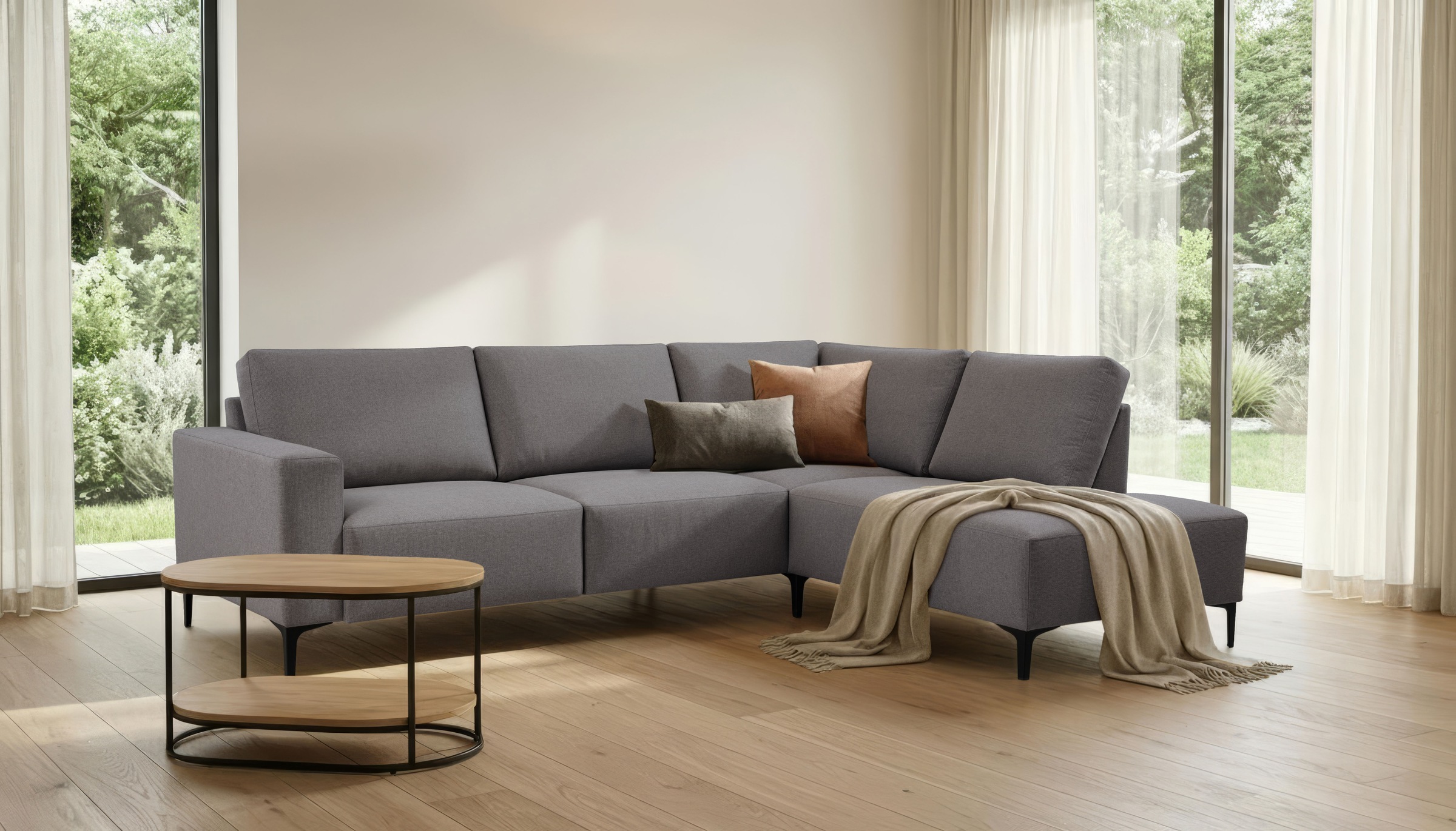 Home Affaire Tournon Corner Sofa Grey 256x198cm
