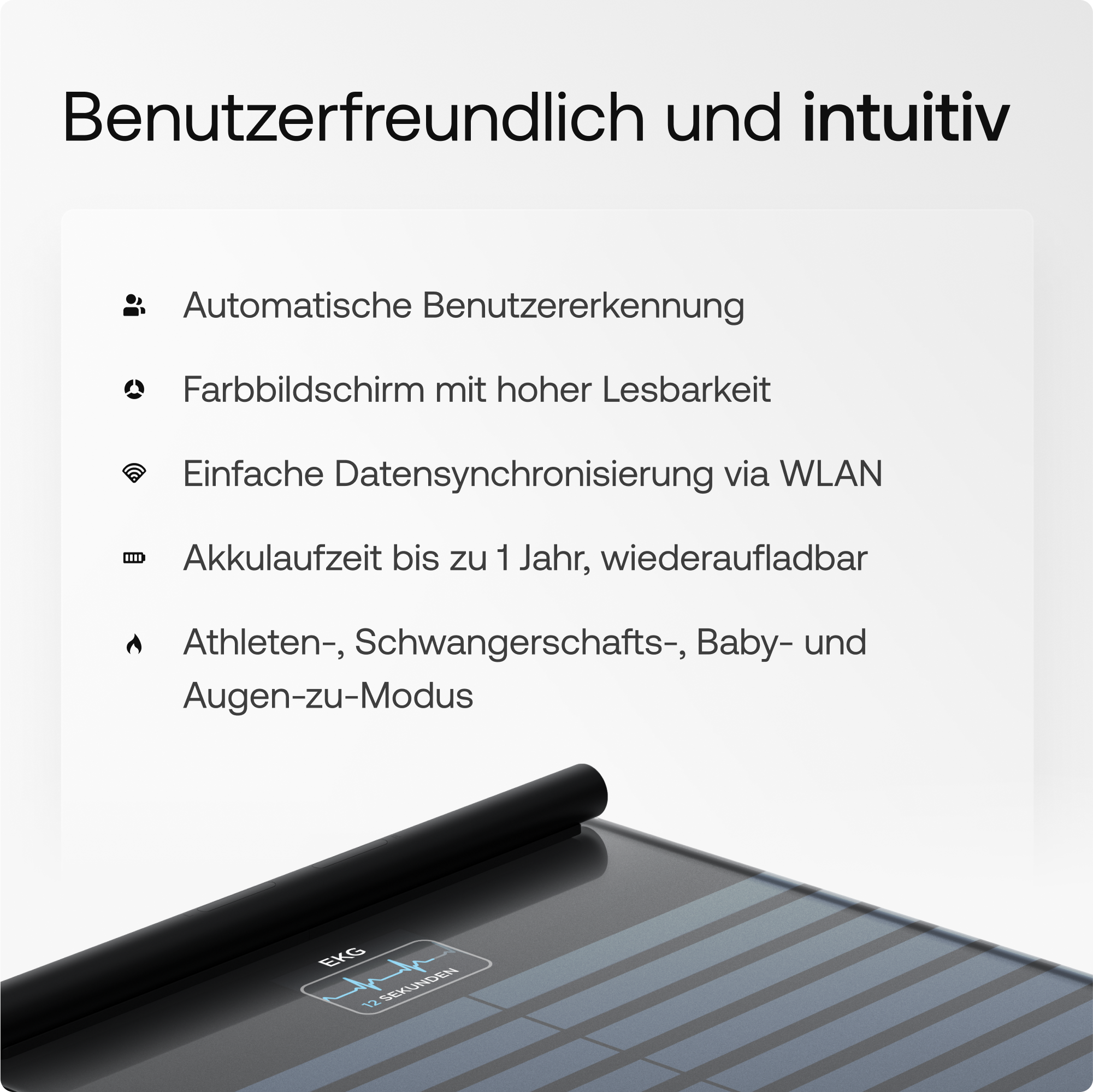 Withings Personenwaage »Body Scan«, mit integriertem 6-Kanal-Elektrokardiogramm (EKG)