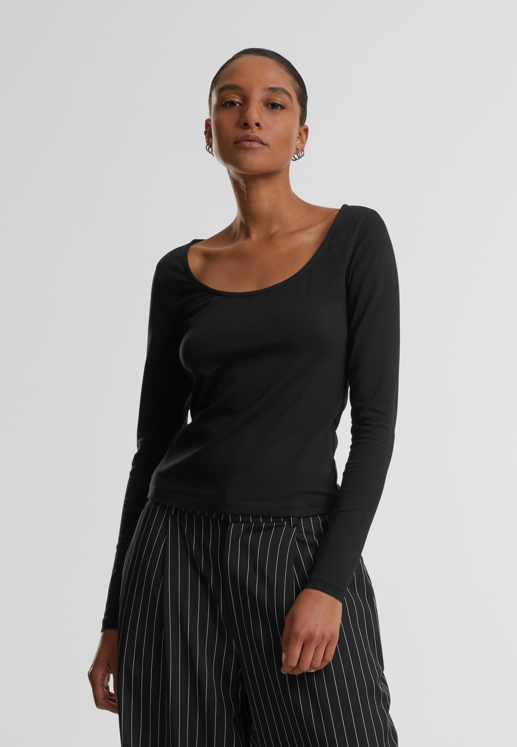 URBAN CLASSICS Longsleeve »Urban Classics Ladies Wide Neck Longsleeve 2-Pack«, (1 tlg.)