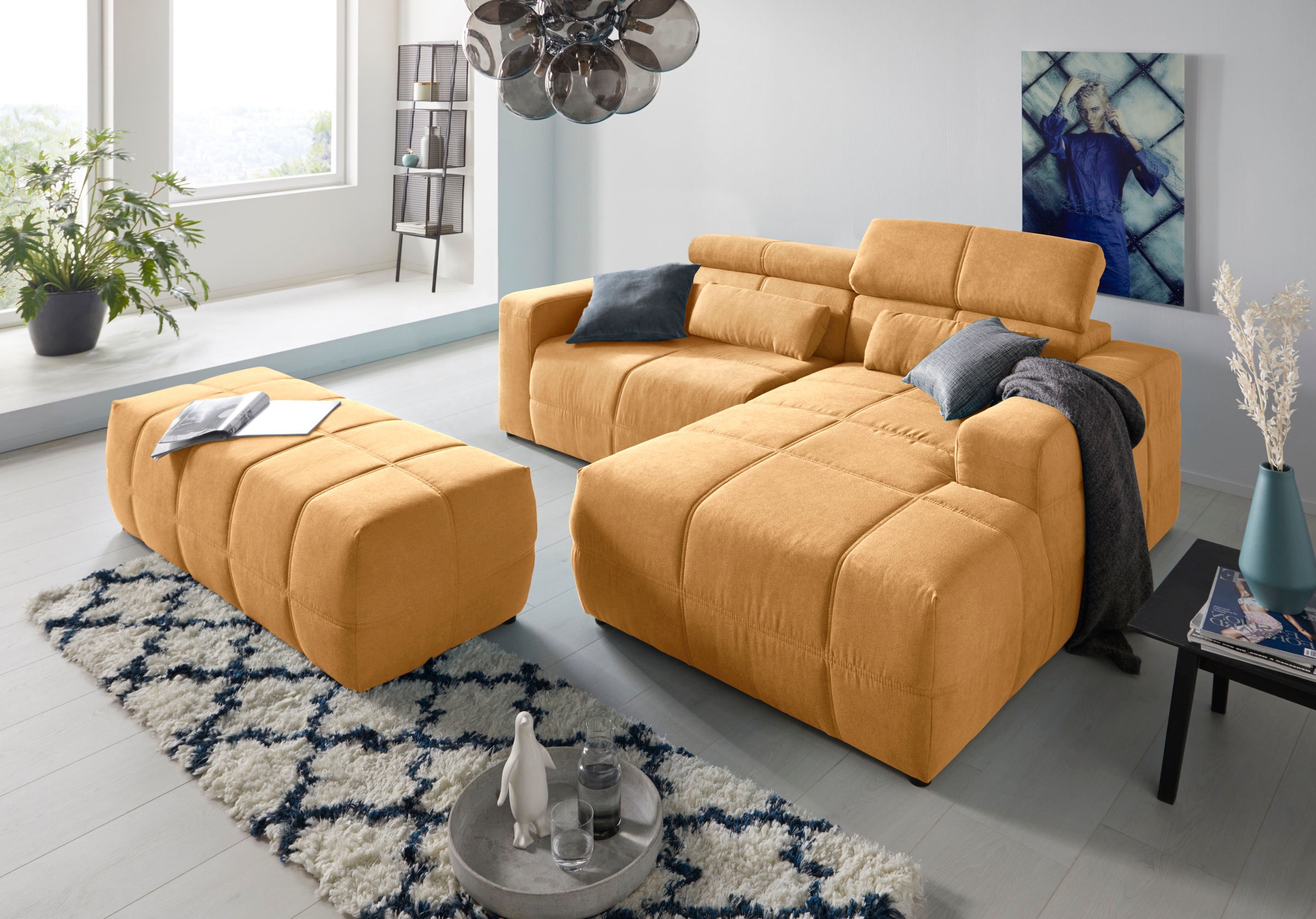 DOMO collection Ecksofa "Brandon, inkl. Kopfteilverstellung, B/T/H: 214/100 günstig online kaufen