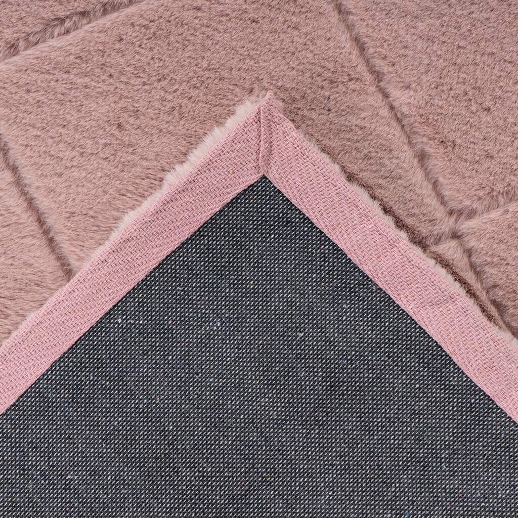 Carpet City Hochflor-Teppich »Moment«, rechteckig, 31 mm Höhe, besonders weich, Kaninchen Fell Haptik, 3D-Effekt, Rauten, Wohnzimmer