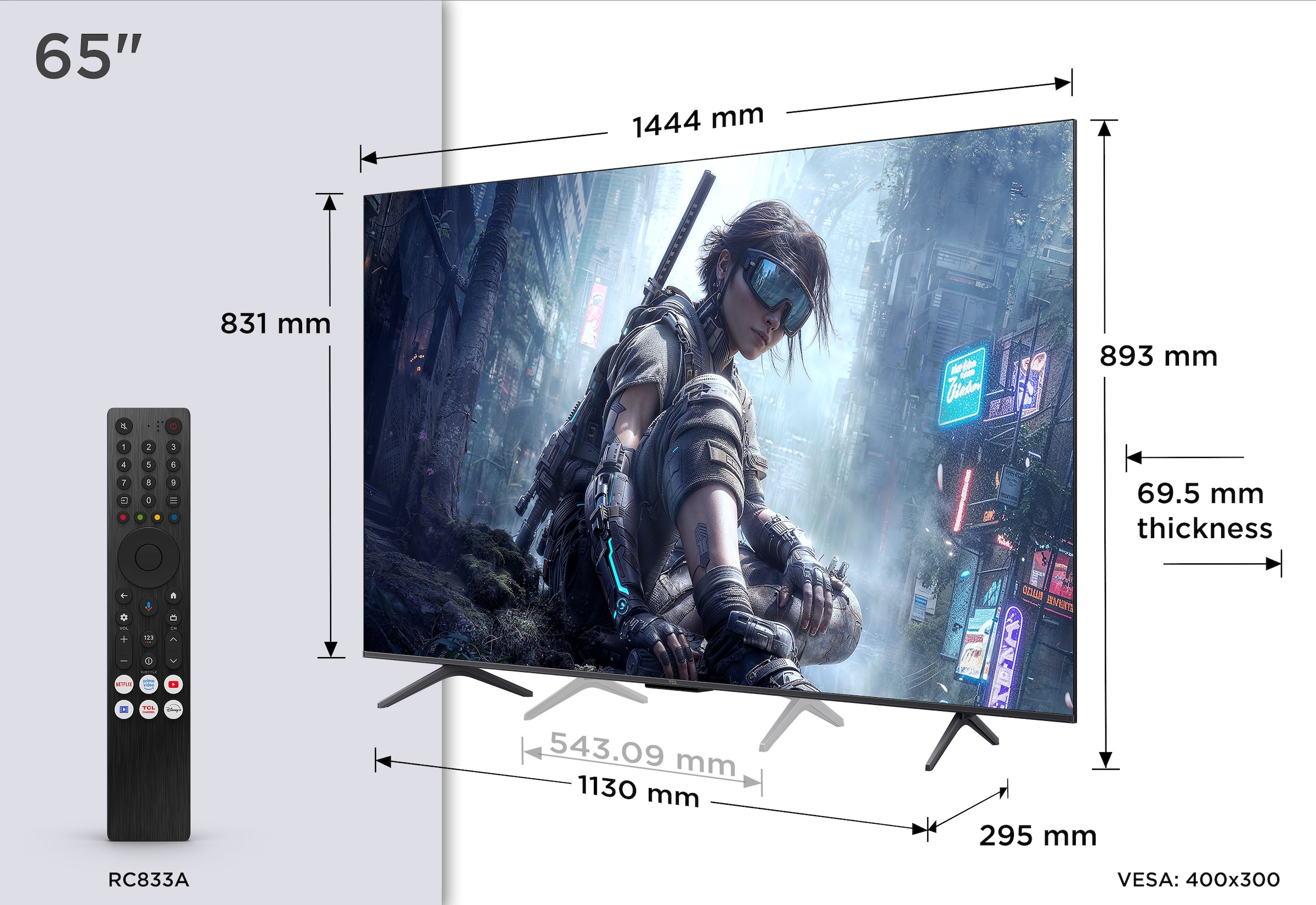 TCL QLED-Fernseher »65T8DXB« 164 cm/65 ″ Smart-TV