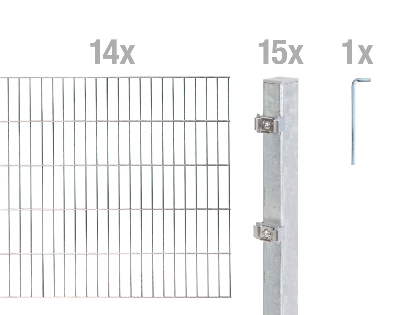 Alberts Doppelstabmattenzaun "Grundset" Höhe: 80-200 cm, Gesamtlänge: 4-30 m, zum Einbetonieren