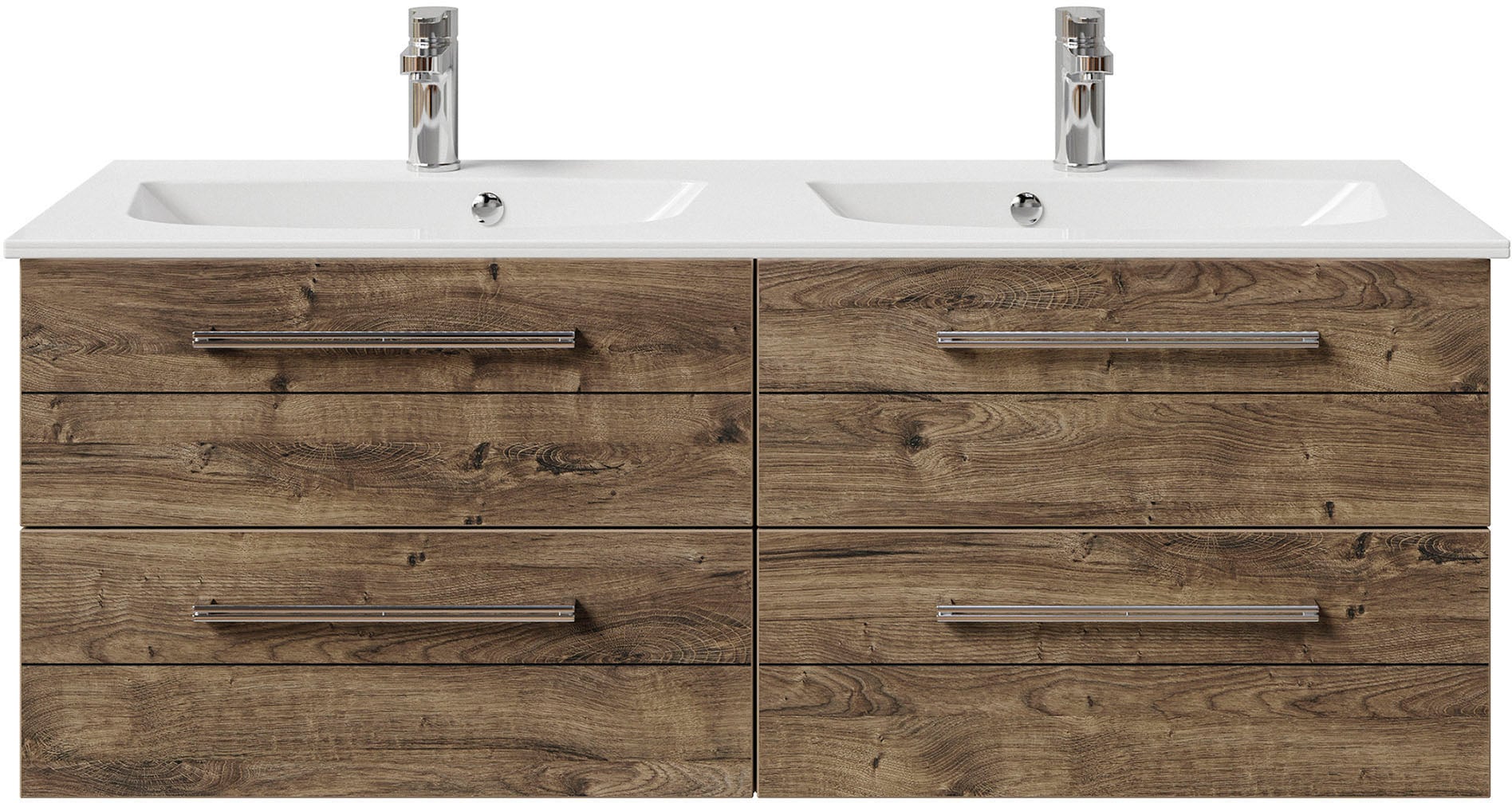 Saphir Waschtisch »Serie 6025 Mineralmarmor-Waschtisch mit Unterschrank, 132 cm breit«, Doppel-Waschplatz mit 4 Schubladen, hängend, verschiedene Ausführungen