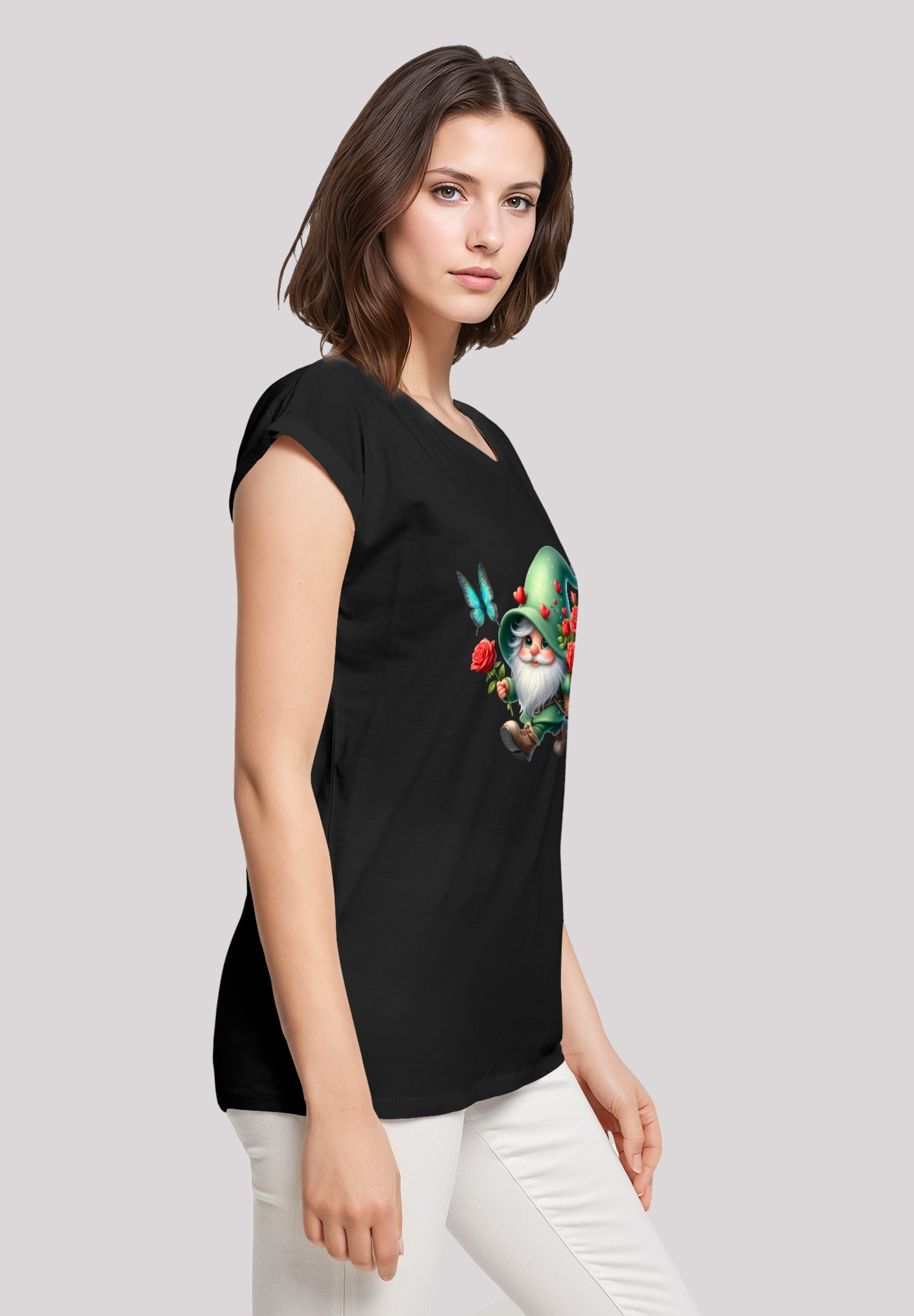 F4NT4STIC T-Shirt »Gnom Frühling Blumen Schmetterling«, Premium Qualität