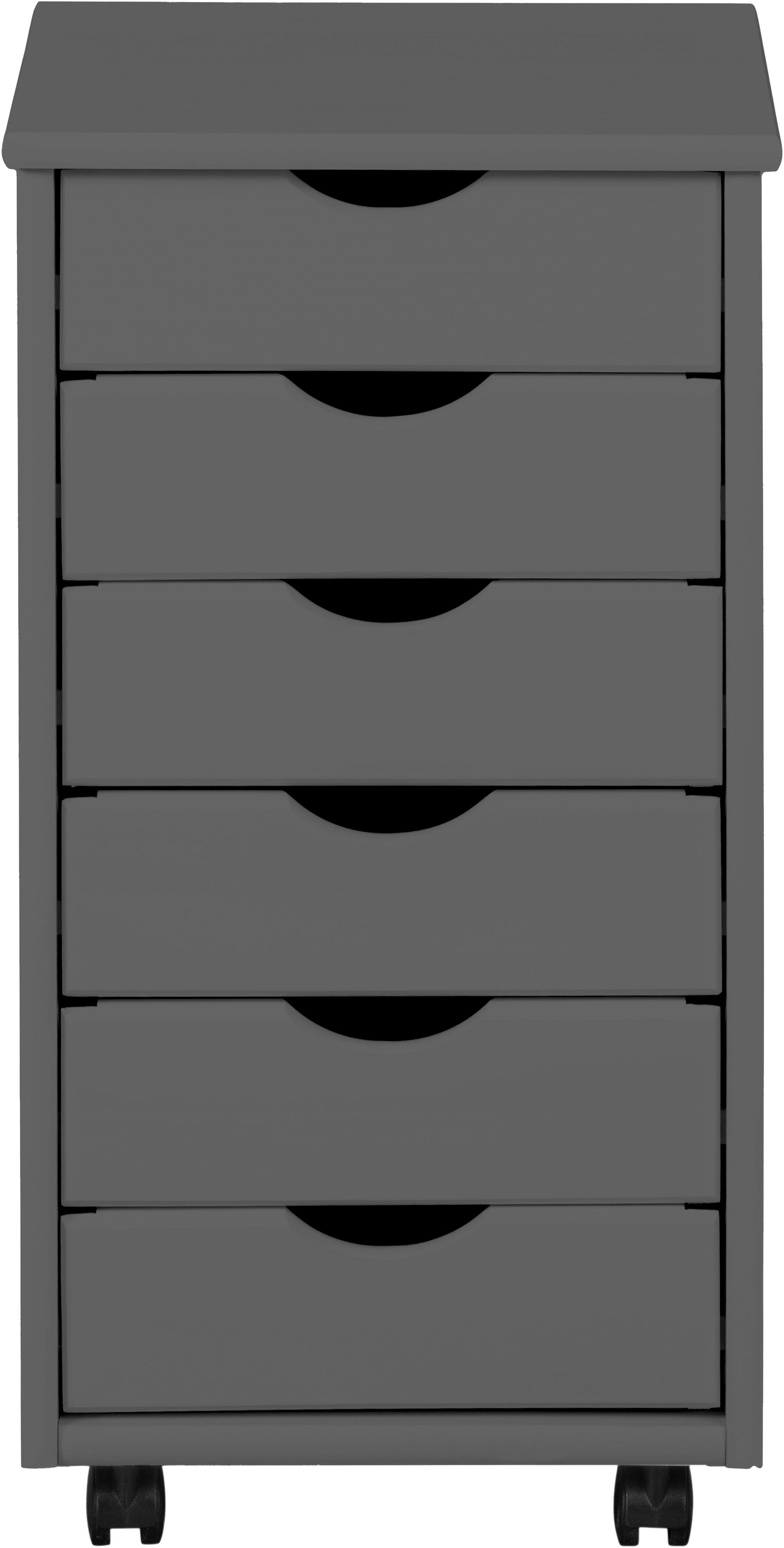 Inter Link Rollcontainer »Simon aus massivem Kiefernholz, auf rollen, grau lackiert« 1 Stk. tlg. Bürocontainer mit 6 Schubladen, grifflos, 35 x 39 x 65,6 cm