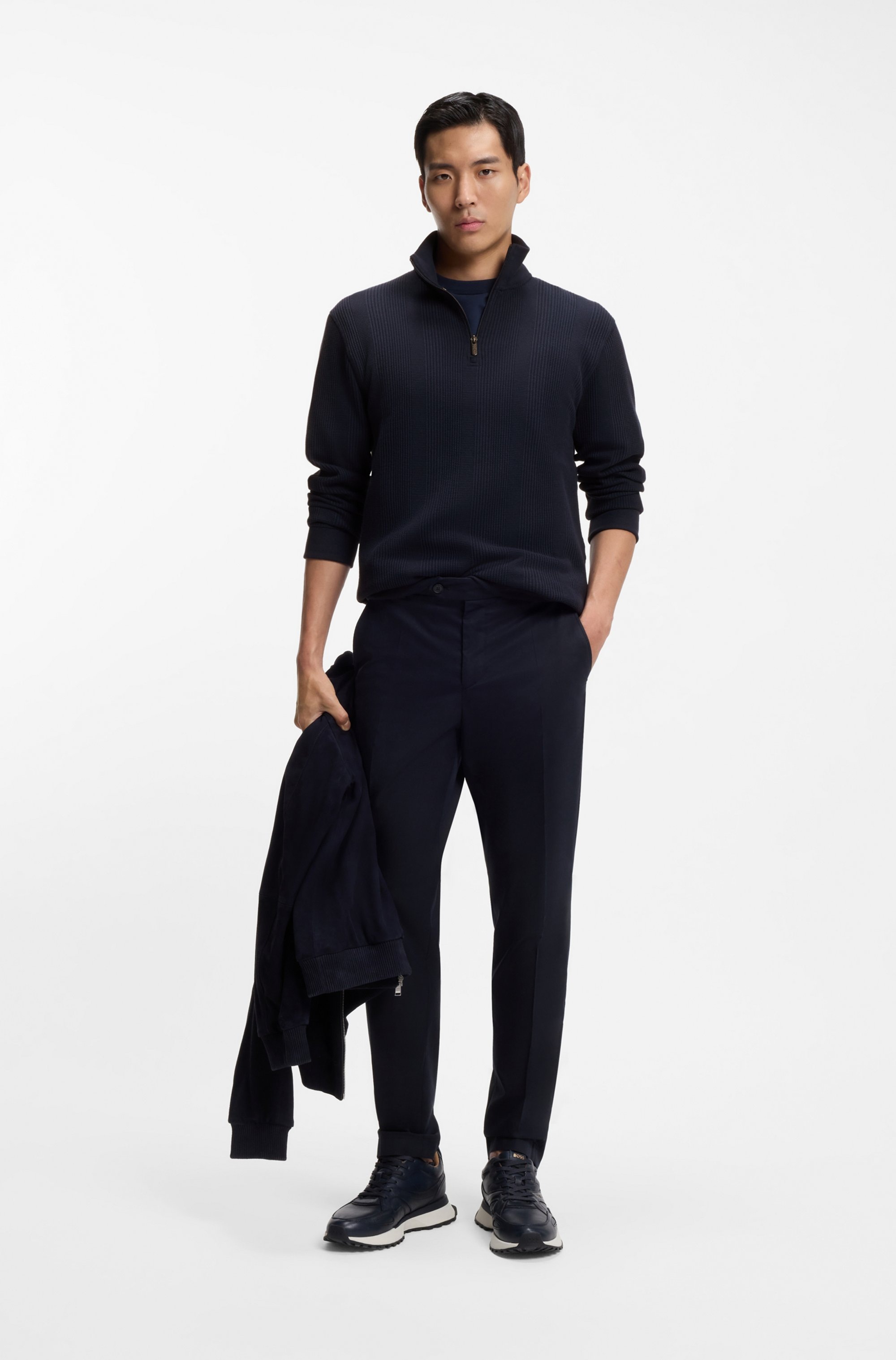 Thumbnail - BOSS Sweatshirt "Structure 1/4 Zip", mit Stehkragen