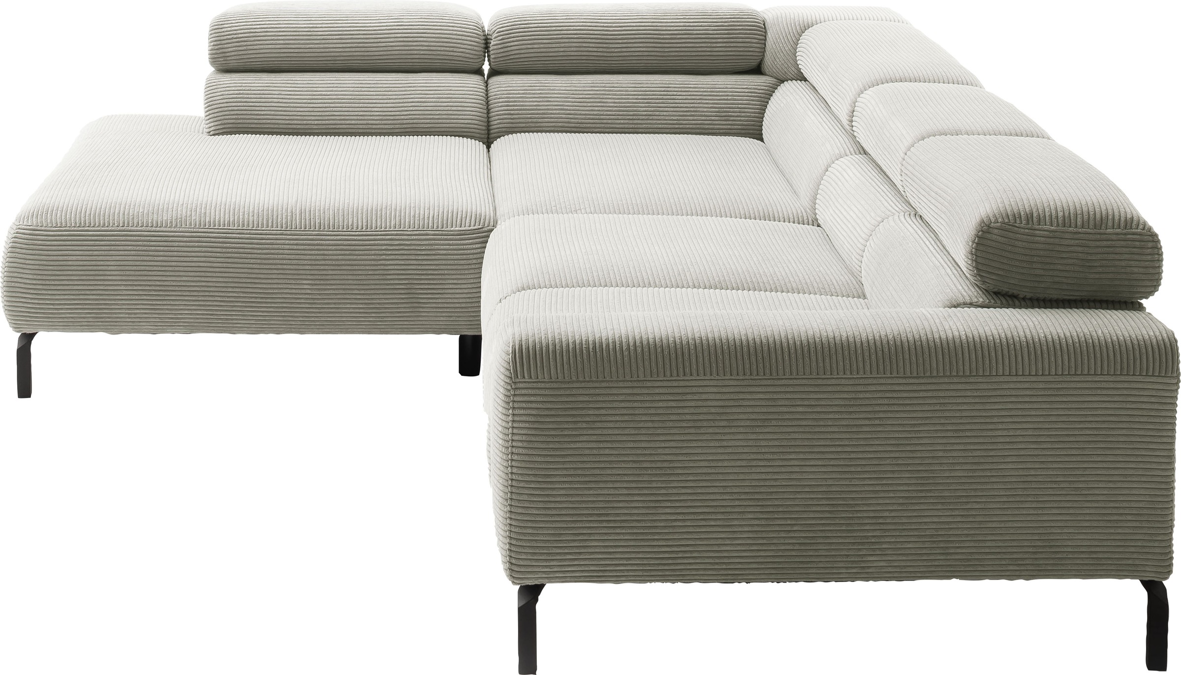 Places of Style Ecksofa »Antonelli, L-Form, inkl. Kopfteilverstellung, Breite 312 cm«, mit elektrischer Sitztiefenverstellung, in Cord, stone