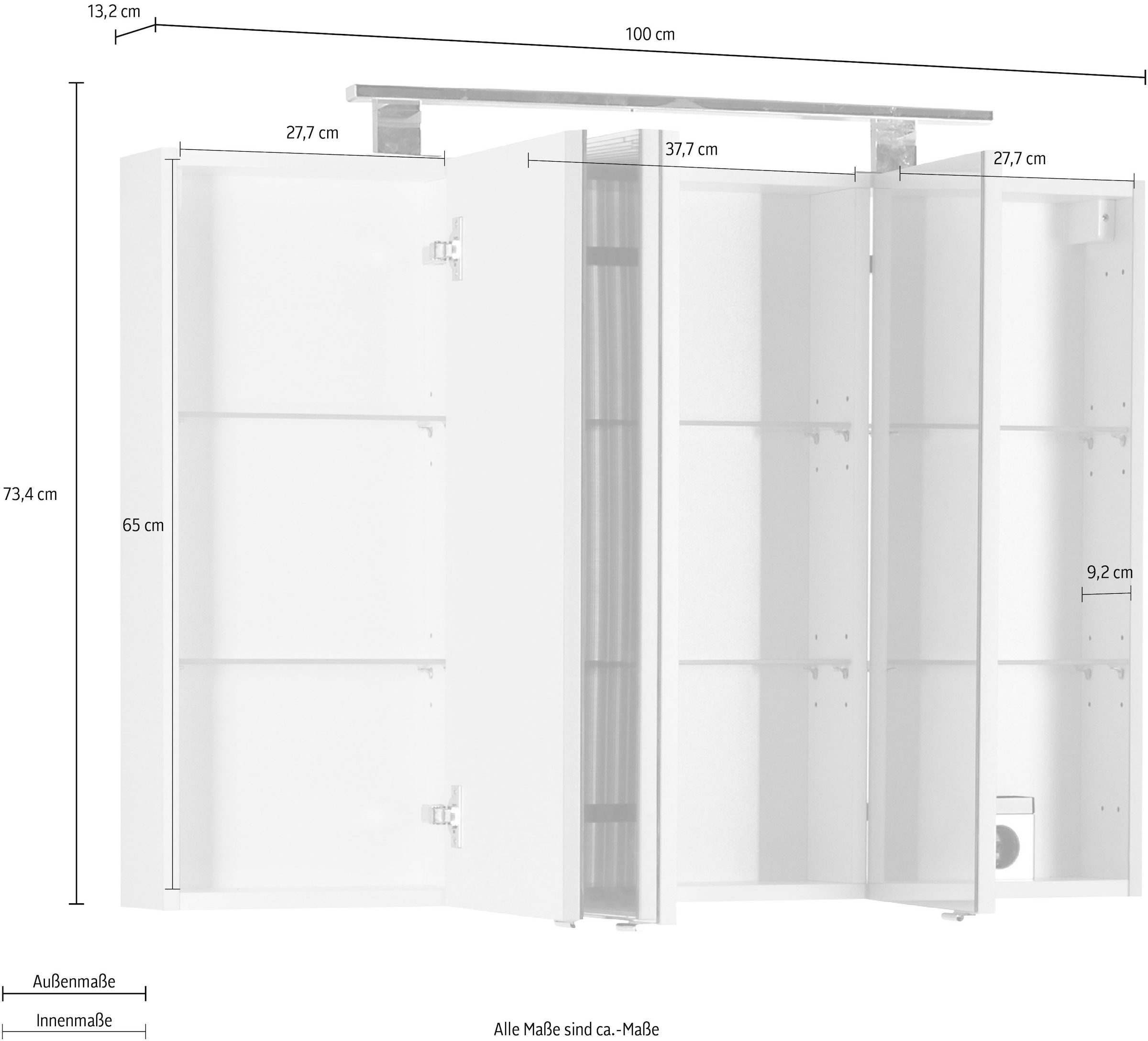 cm MARLIN Breite »3400 | 100 Basic«, bestellen BAUR Spiegelschrank