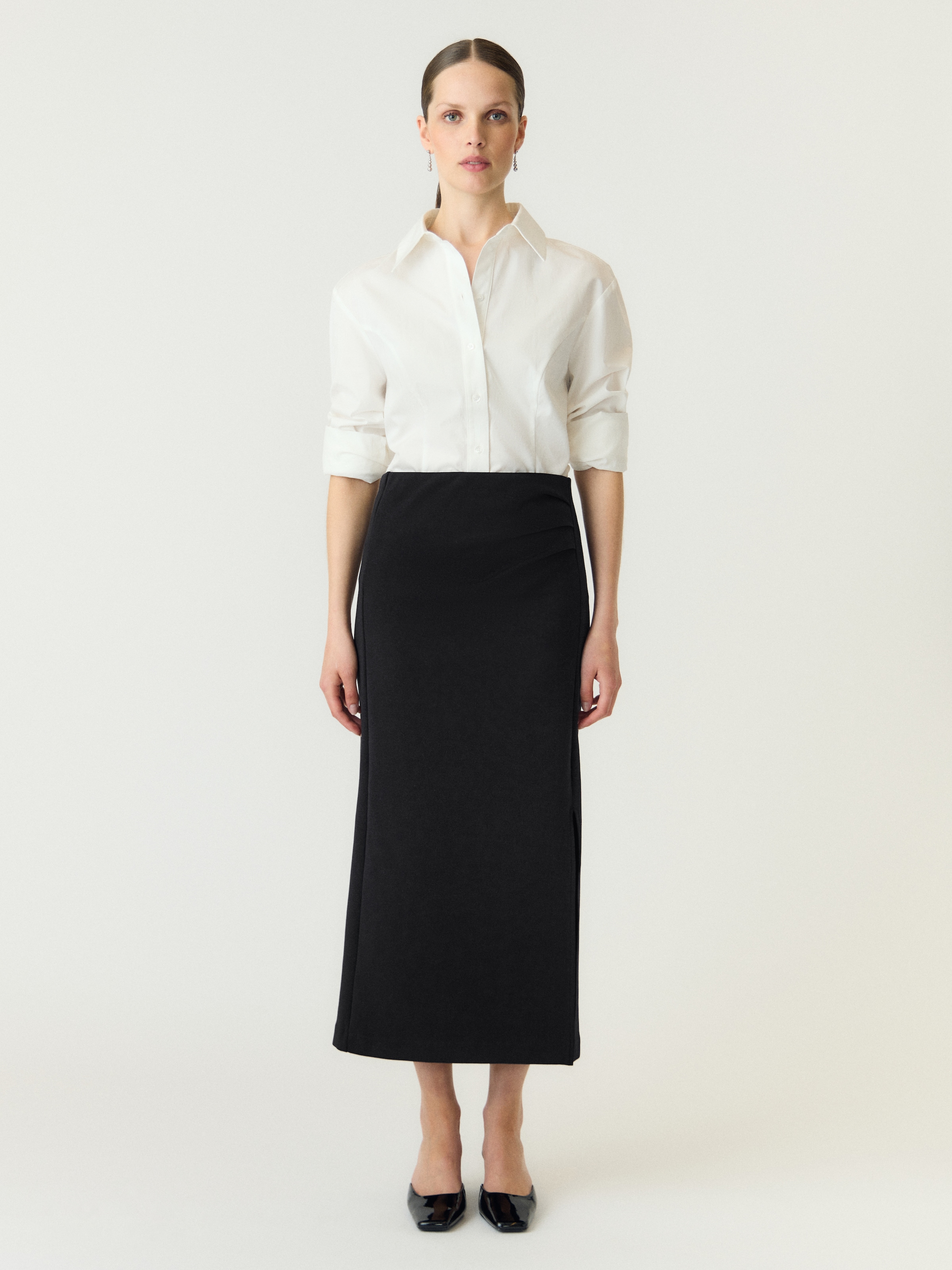 Y.A.S Maxirock »YASPINA HW LONG SKIRT NOOS« Baumwollmischung, high waist
